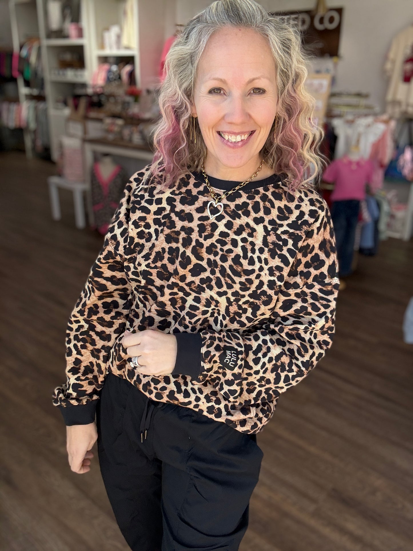 Waffle Pop Long Sleeve- Leopard