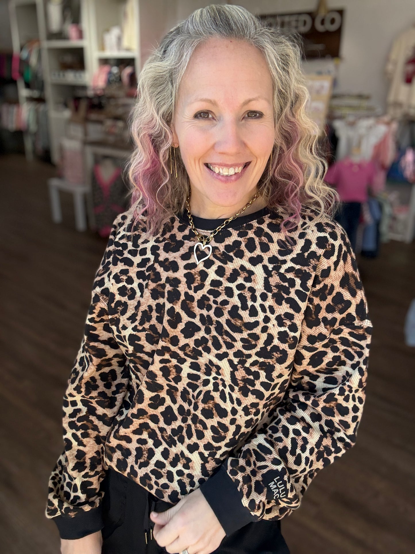 Waffle Pop Long Sleeve- Leopard