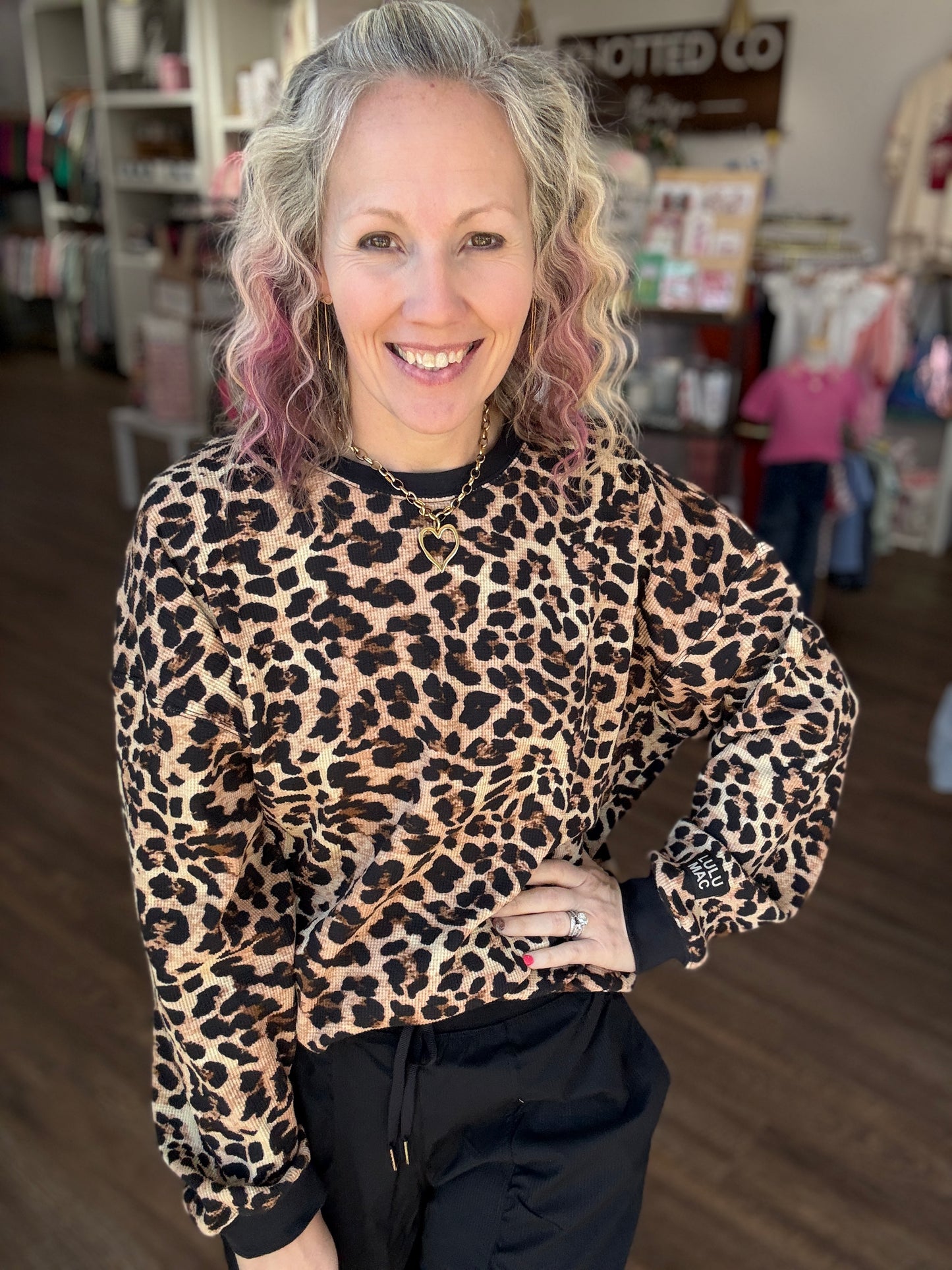 Waffle Pop Long Sleeve- Leopard