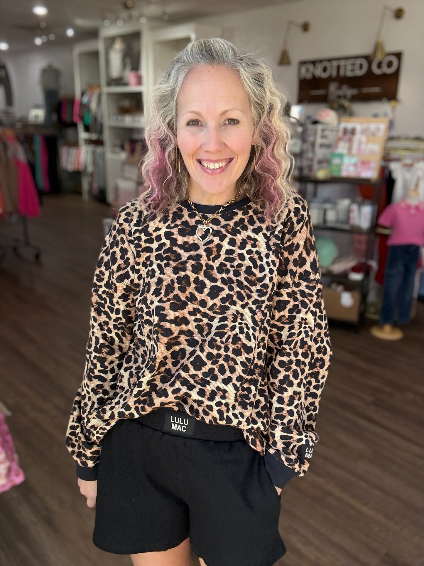 Waffle Pop Long Sleeve- Leopard