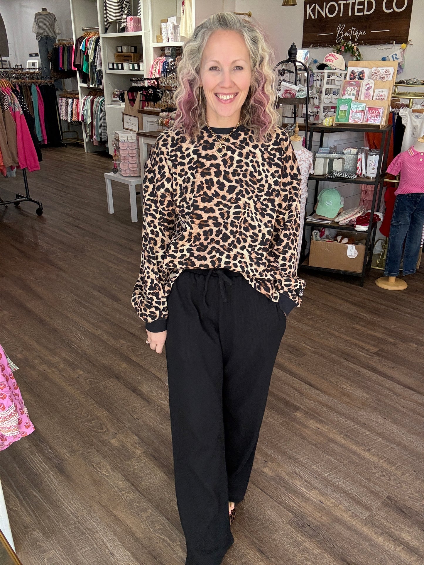 Waffle Pop Pant- Black