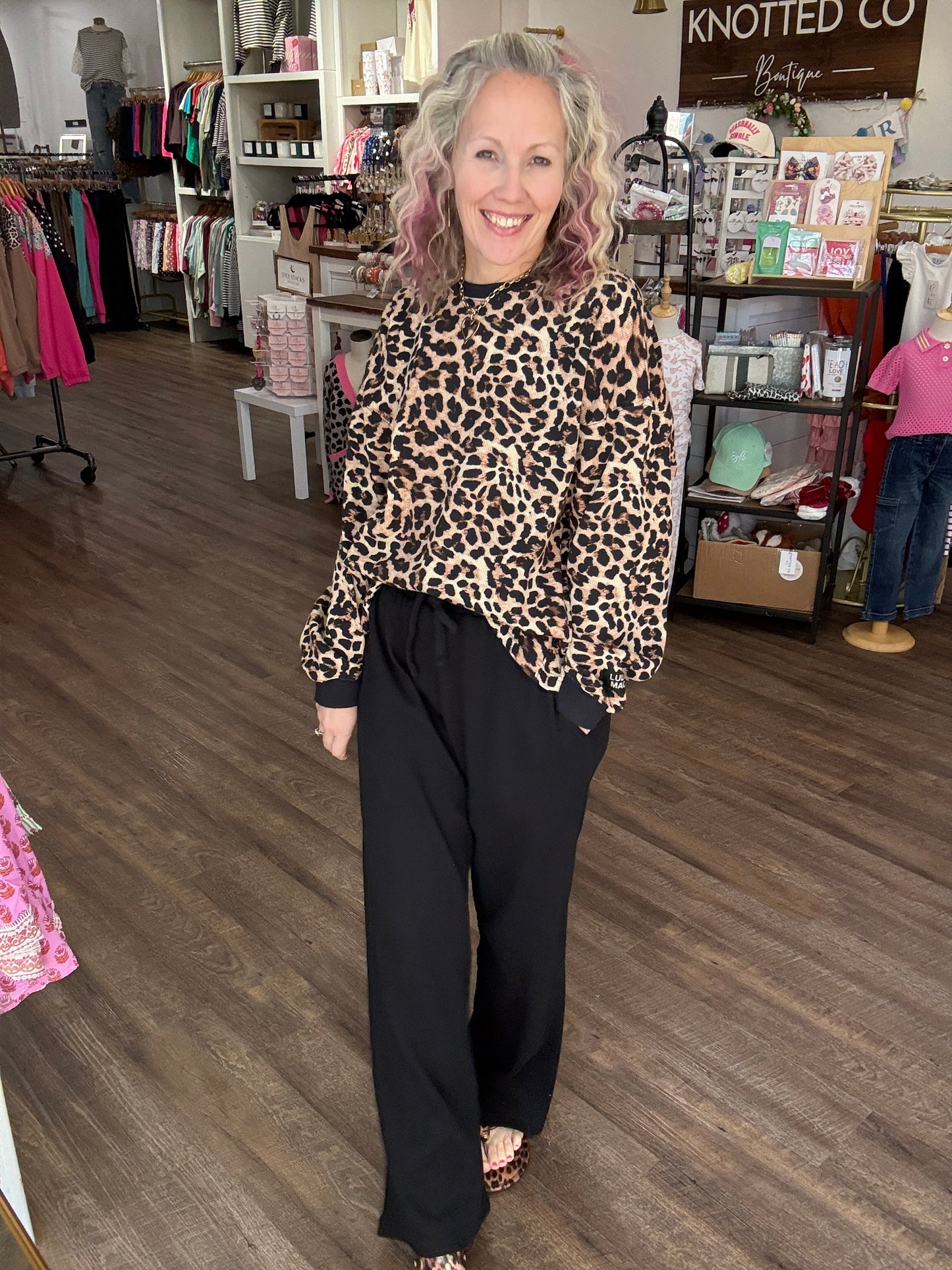 Waffle Pop Pant- Black