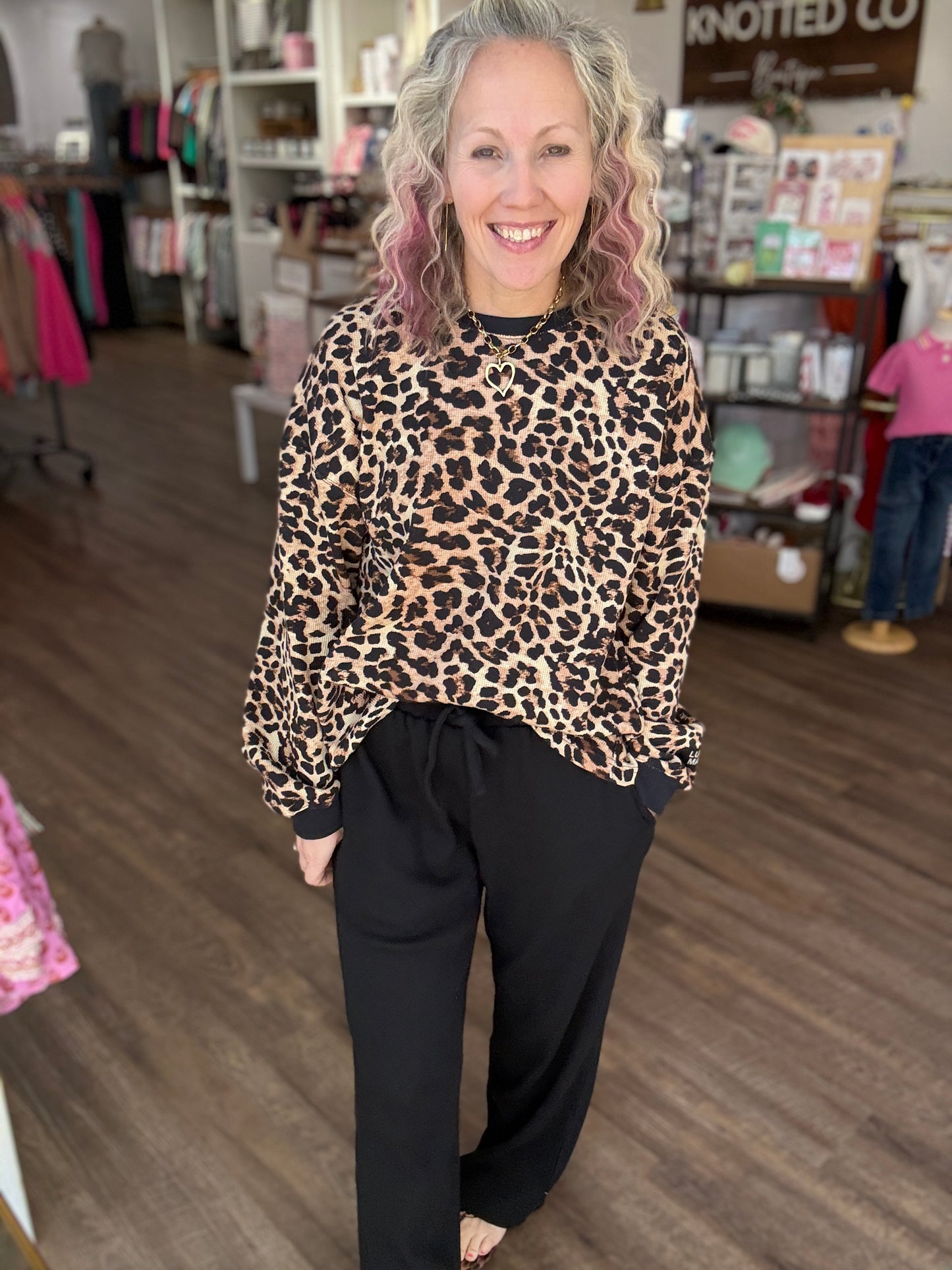 Waffle Pop Pant- Black