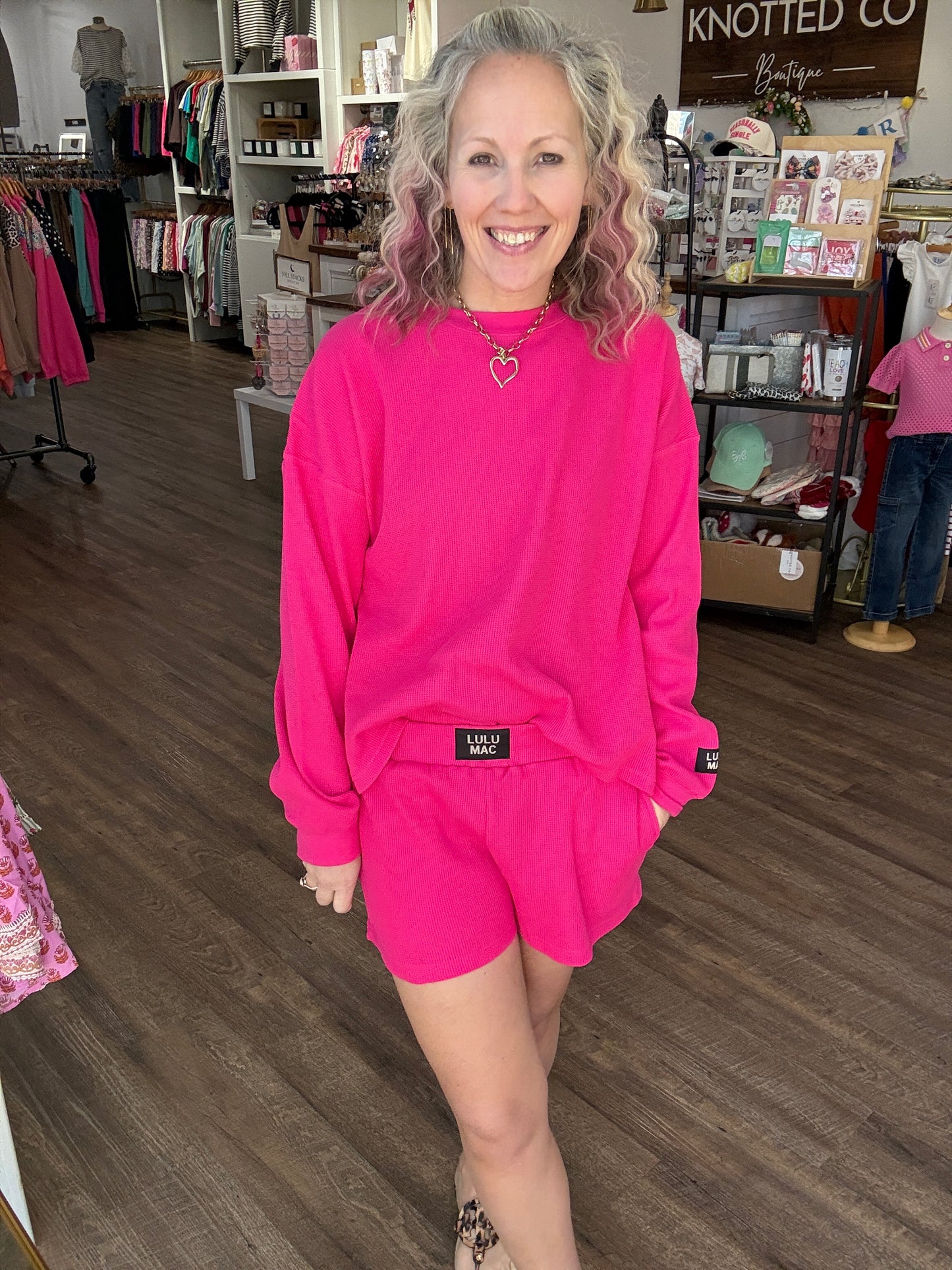 Waffle Pop Shorts- Hot Pink