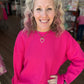 Waffle Pop Long Sleeve- Hot Pink