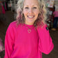 Waffle Pop Long Sleeve- Hot Pink
