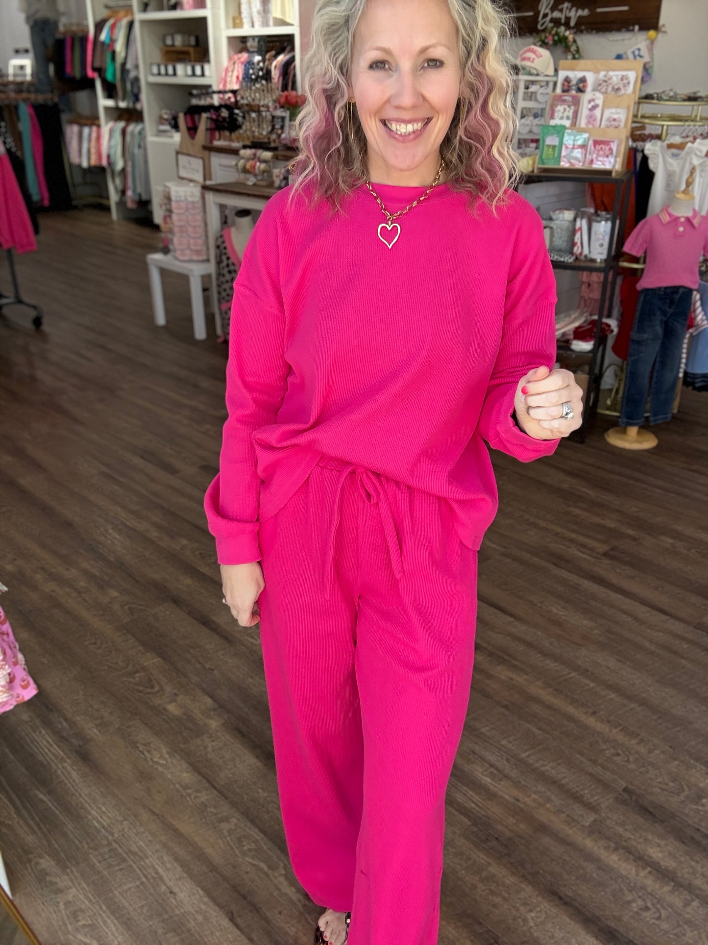 Waffle Pop Pants- Pink