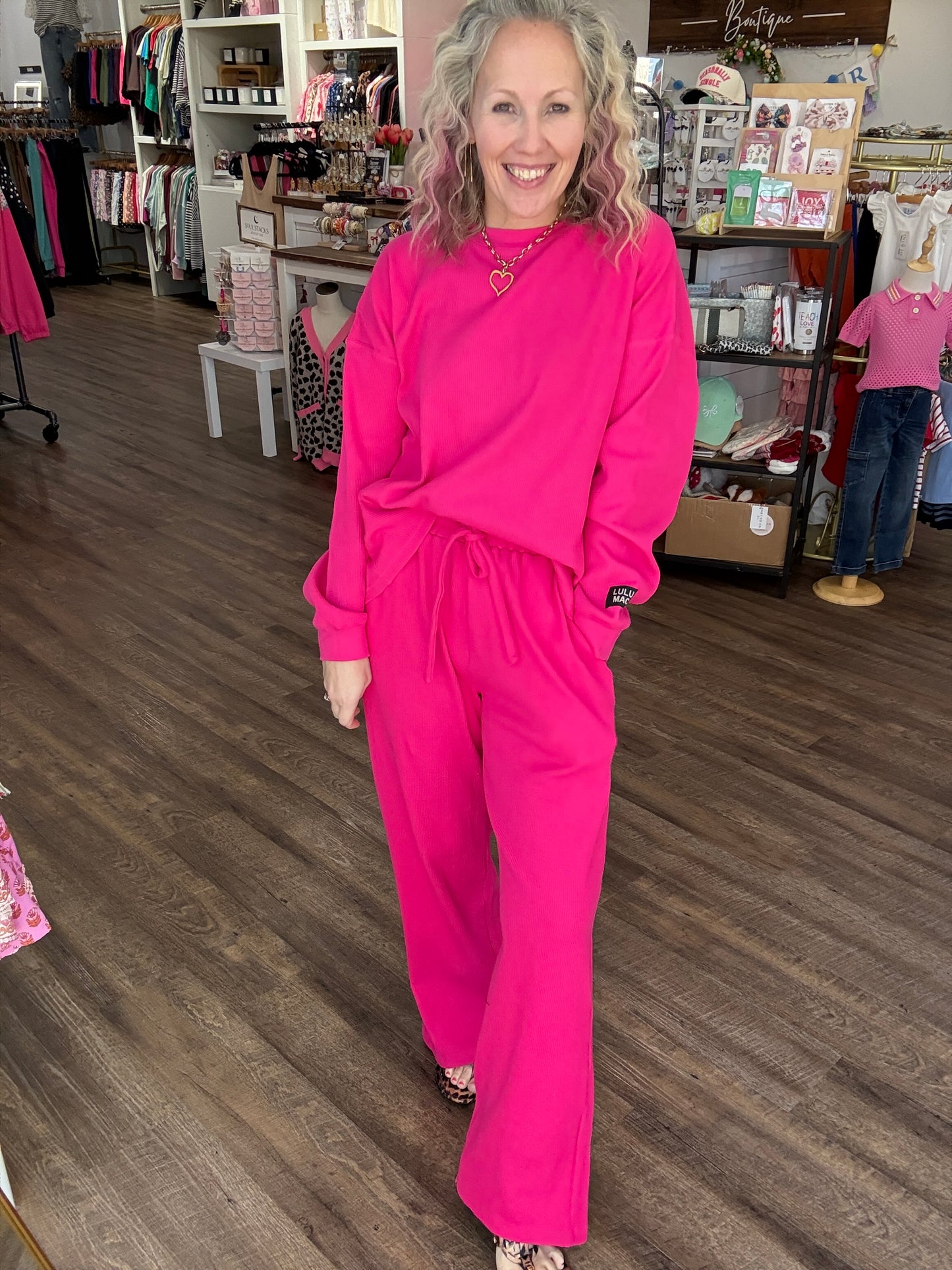 Waffle Pop Pants- Pink