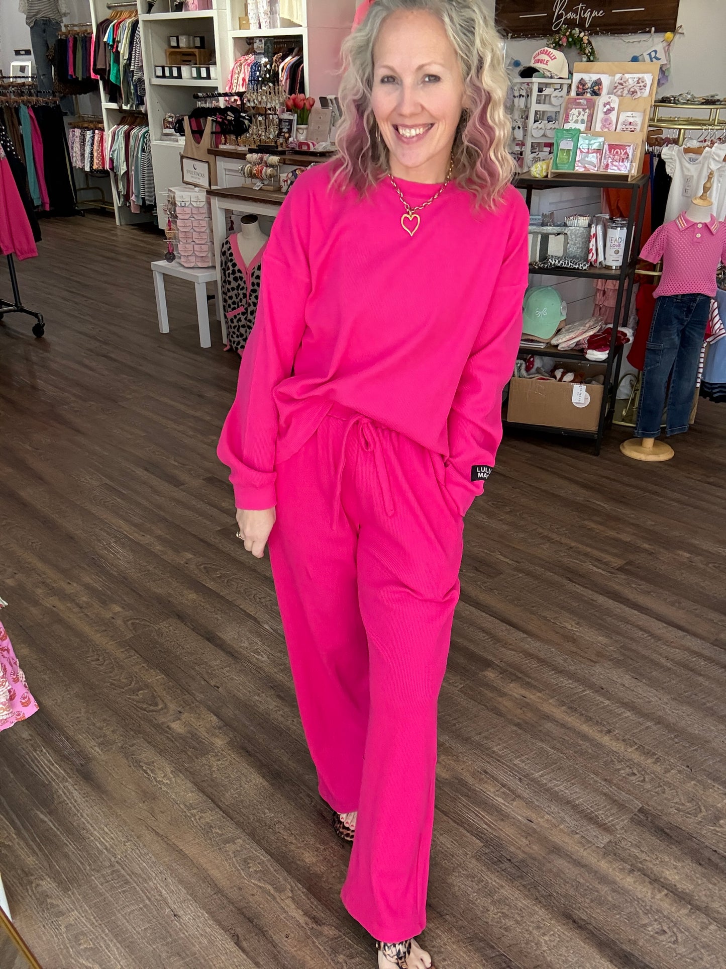 Waffle Pop Pants- Pink