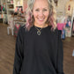 Waffle Pop Long Sleeve- Black