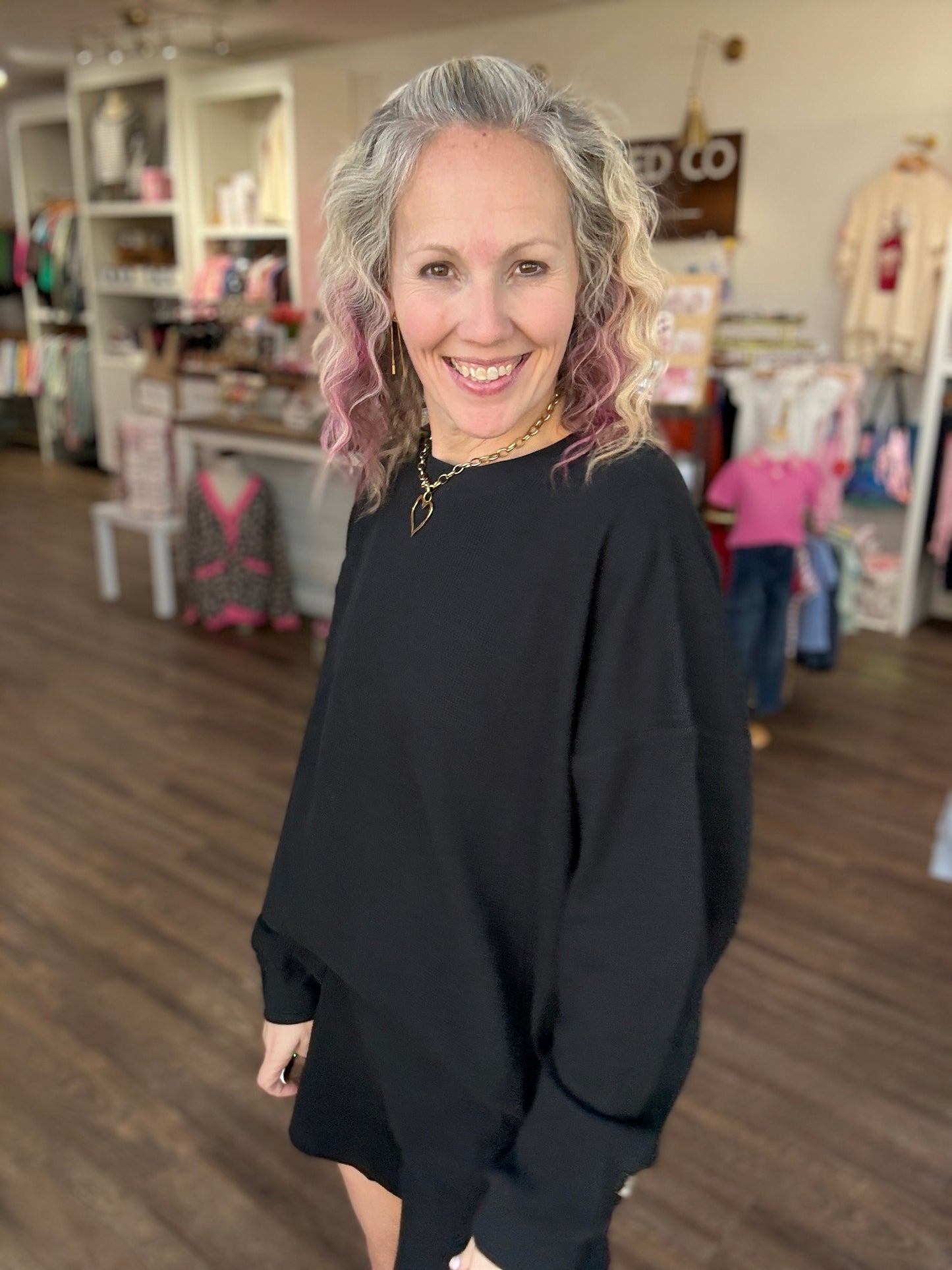 Waffle Pop Long Sleeve- Black