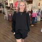 Waffle Pop Long Sleeve- Black