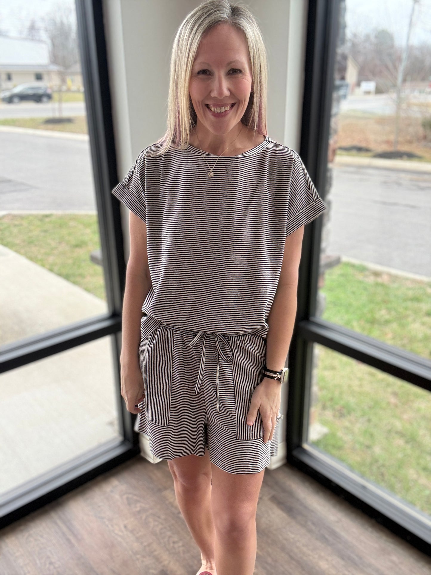 Laid Back Stripe Set- Black