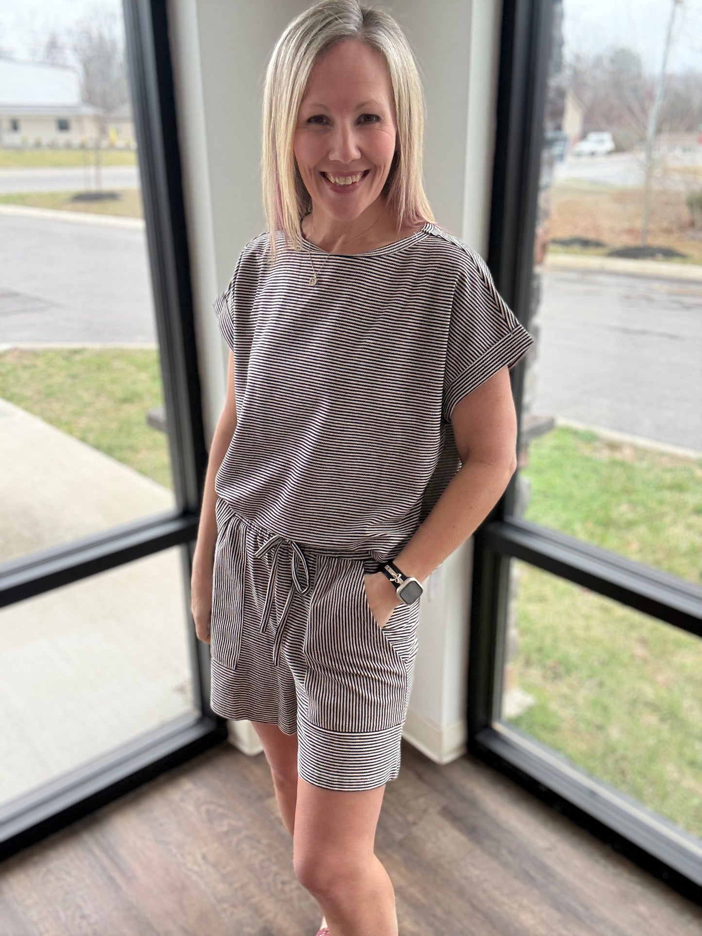 Laid Back Stripe Set- Black