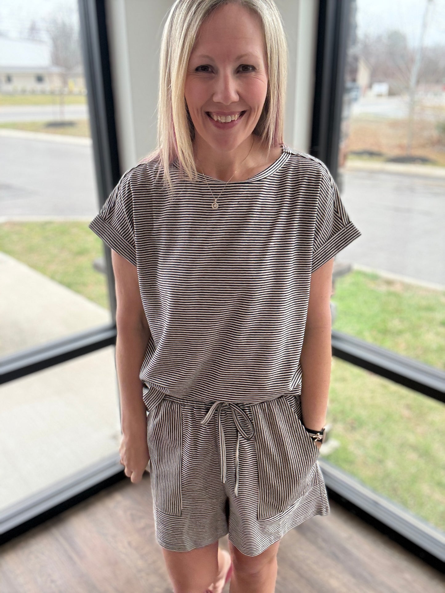 Laid Back Stripe Set- Black