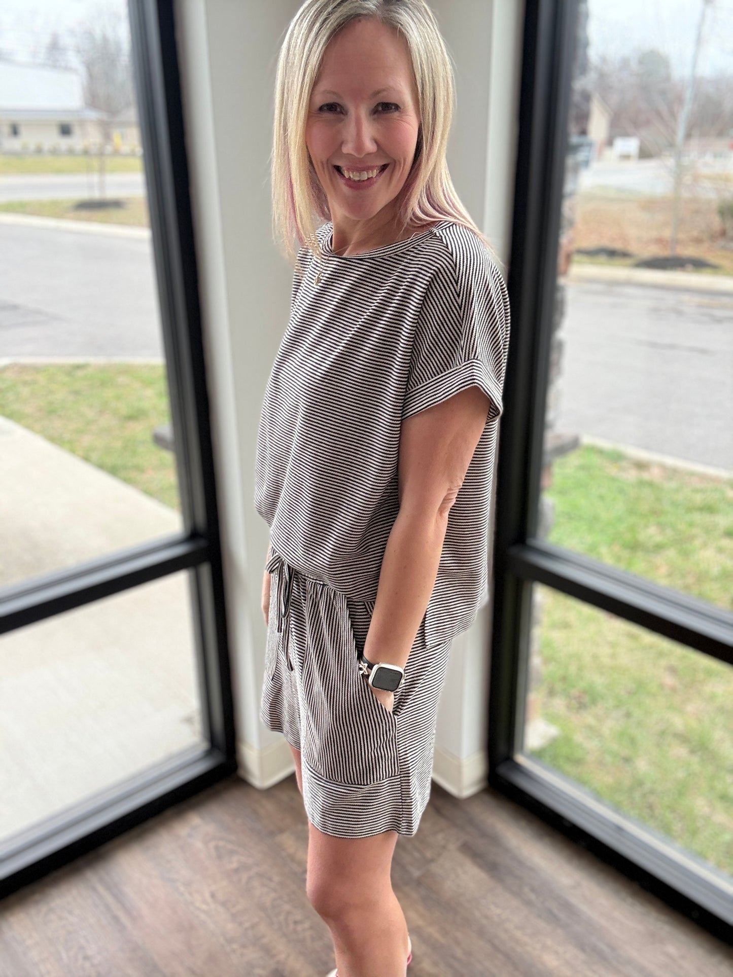 Laid Back Stripe Set- Black