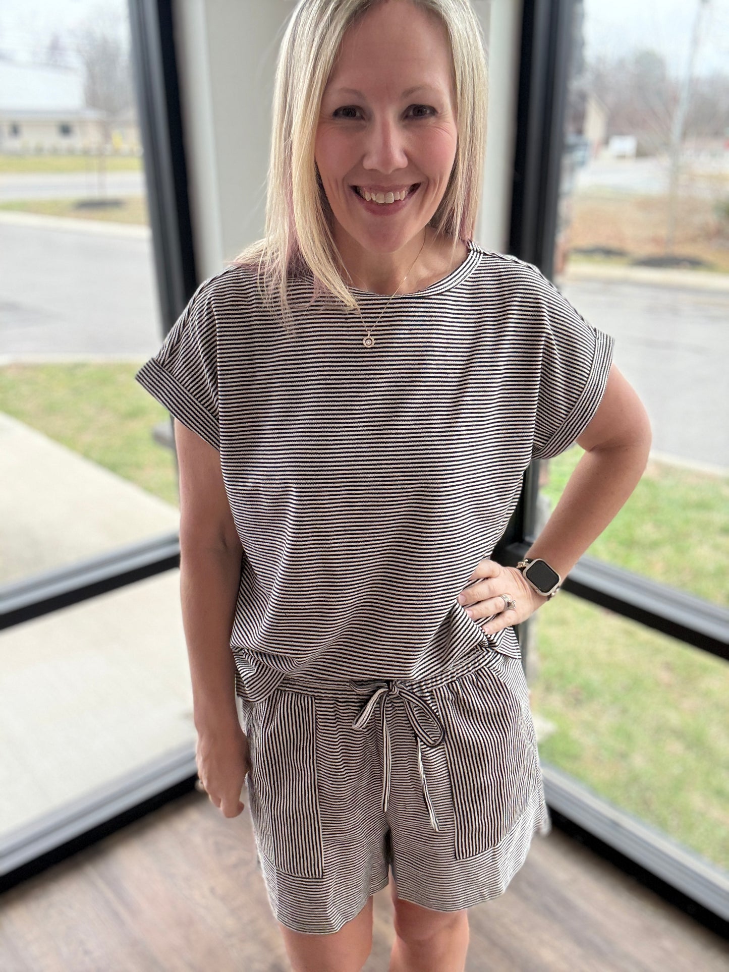 Laid Back Stripe Set- Black