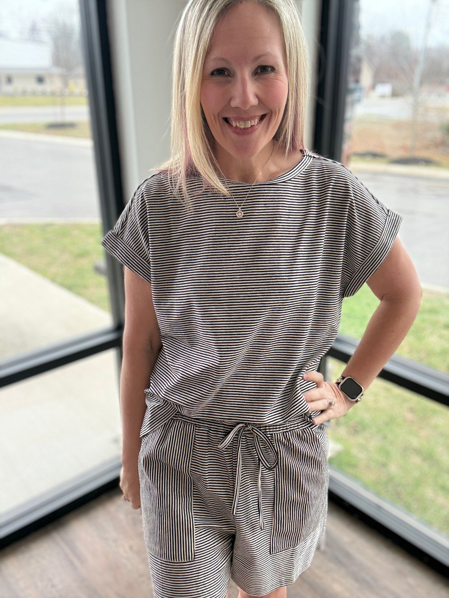 Laid Back Stripe Set- Black