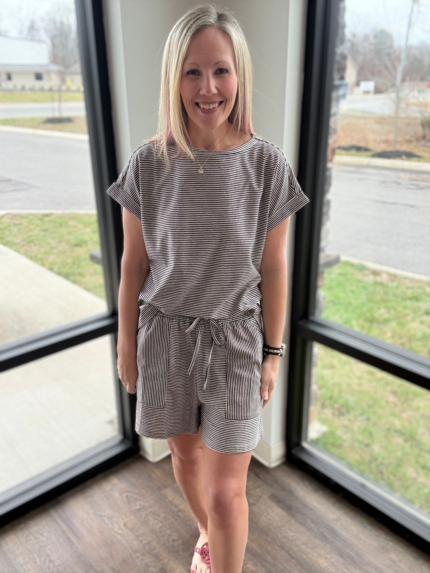 Laid Back Stripe Set- Black