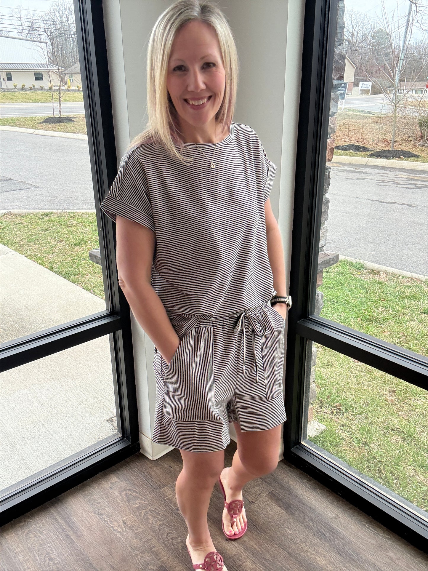 Laid Back Stripe Set- Black