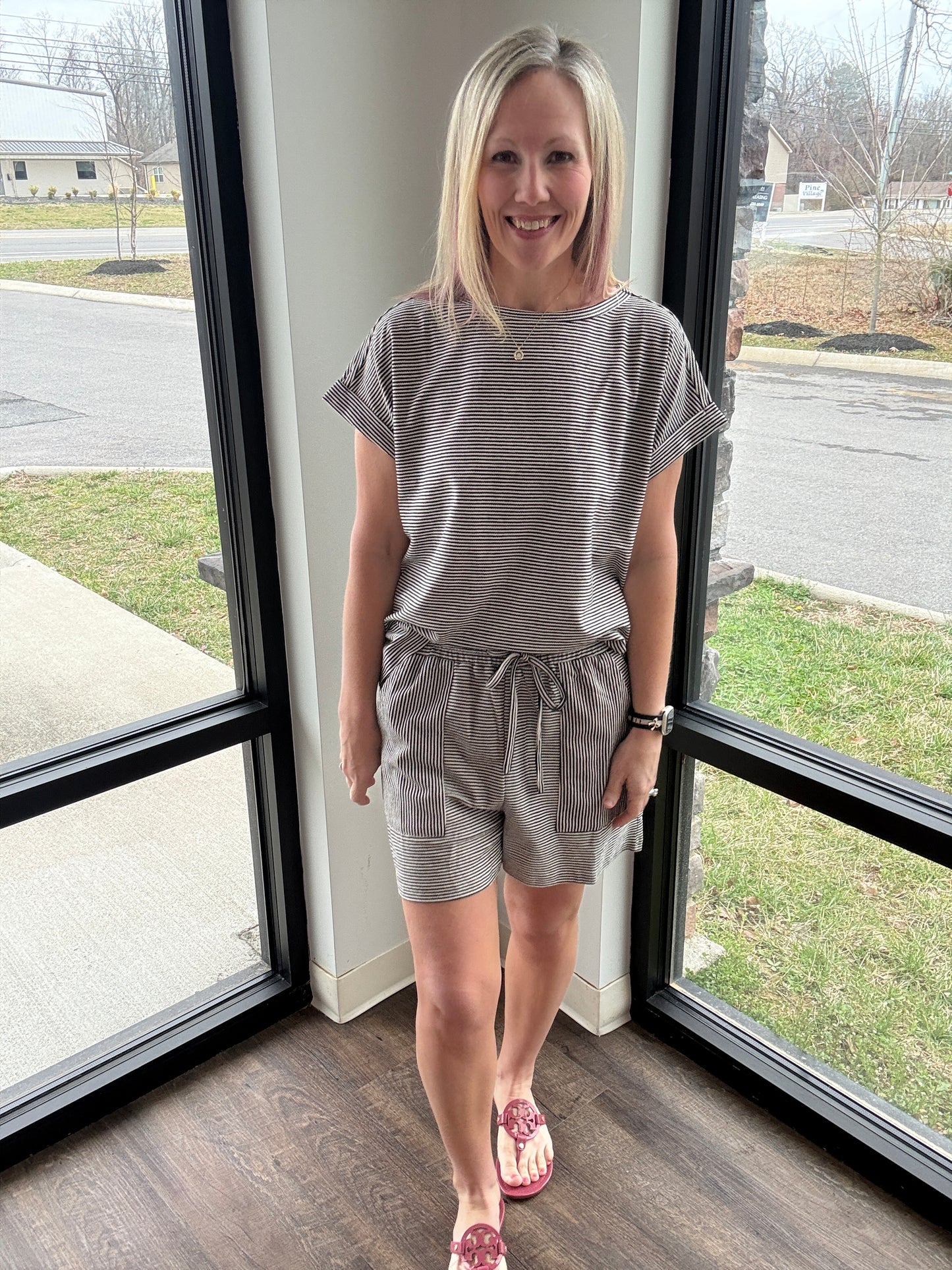 Laid Back Stripe Set- Black