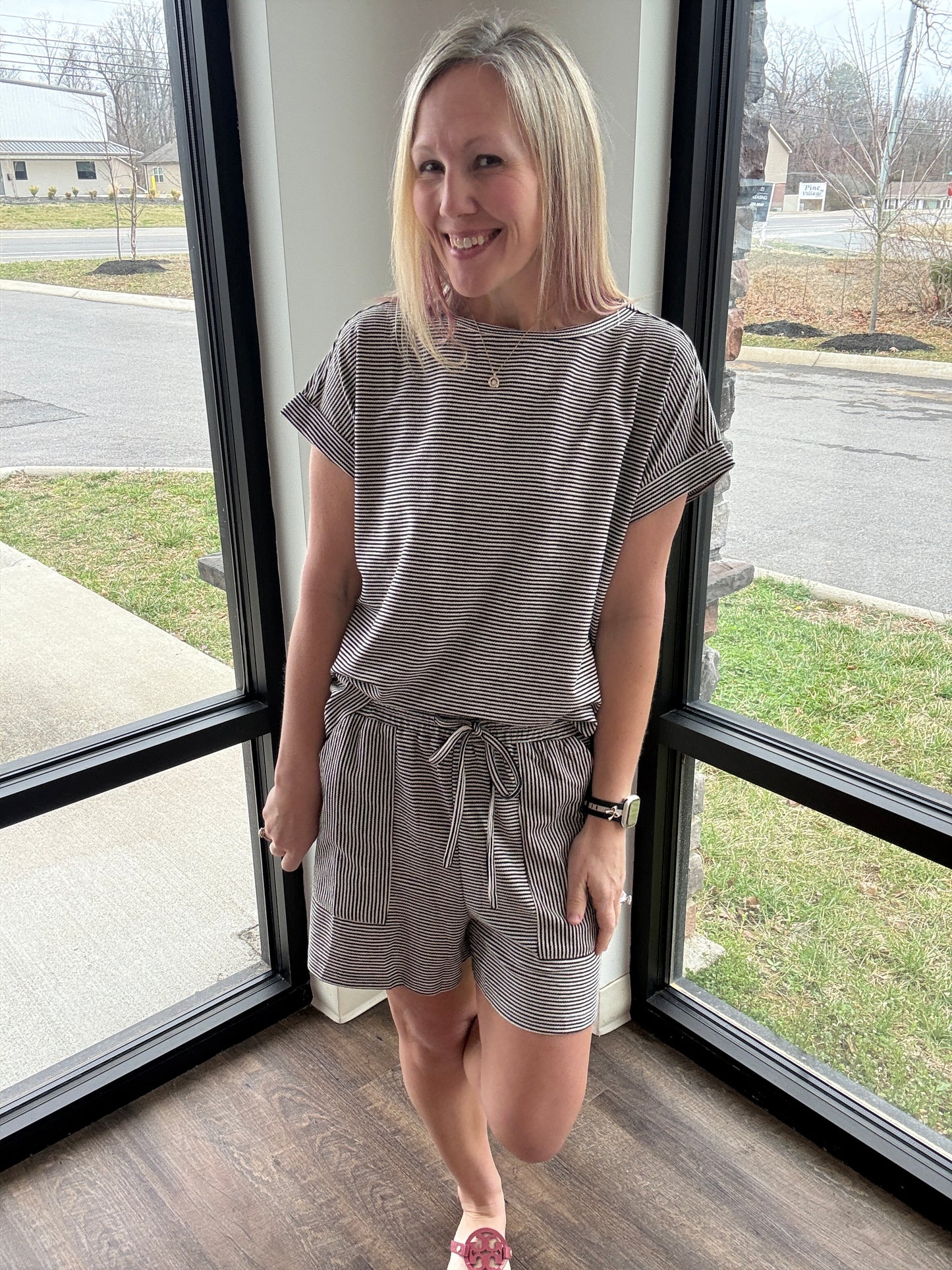 Laid Back Stripe Set- Black