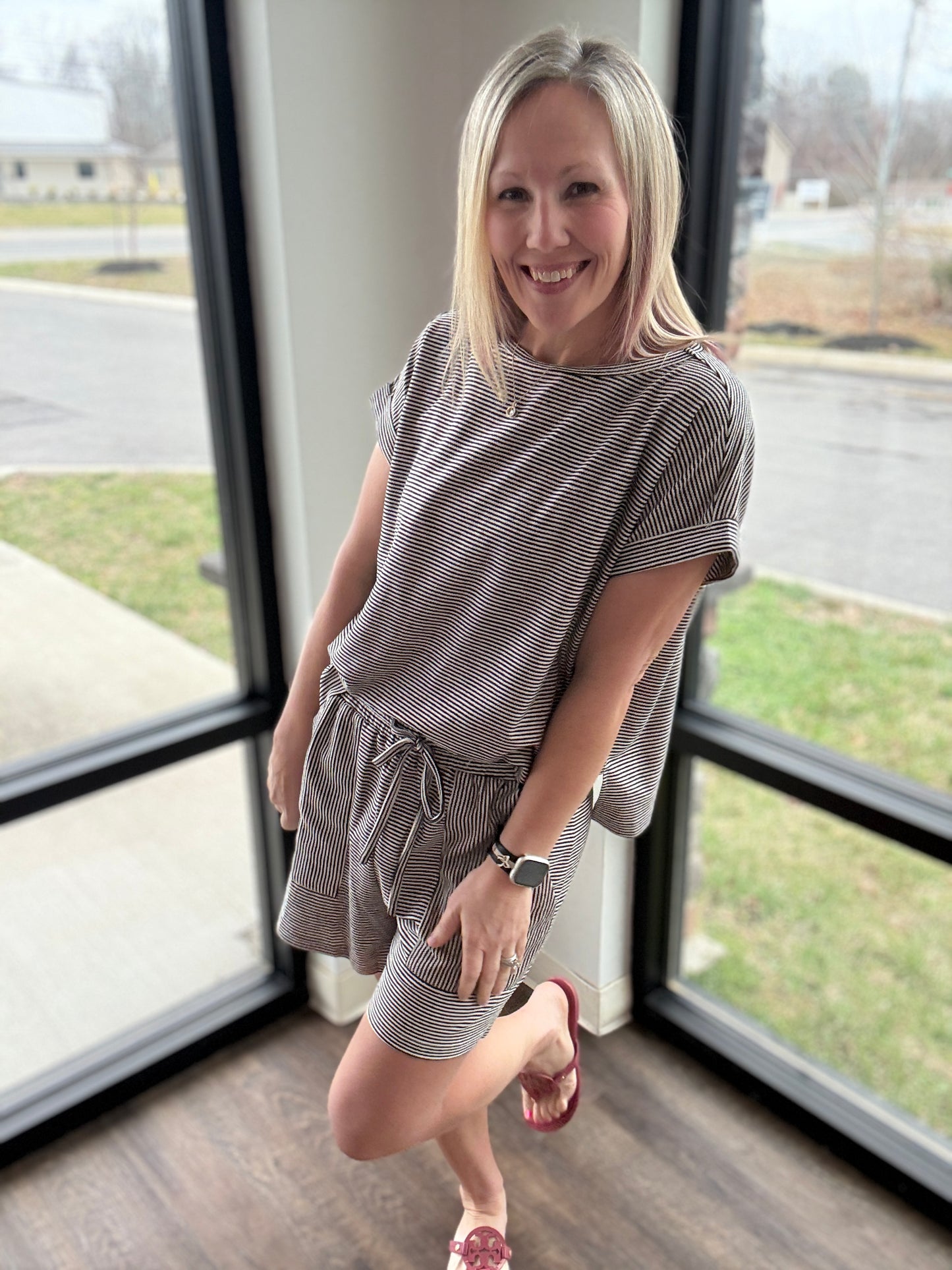 Laid Back Stripe Set- Black