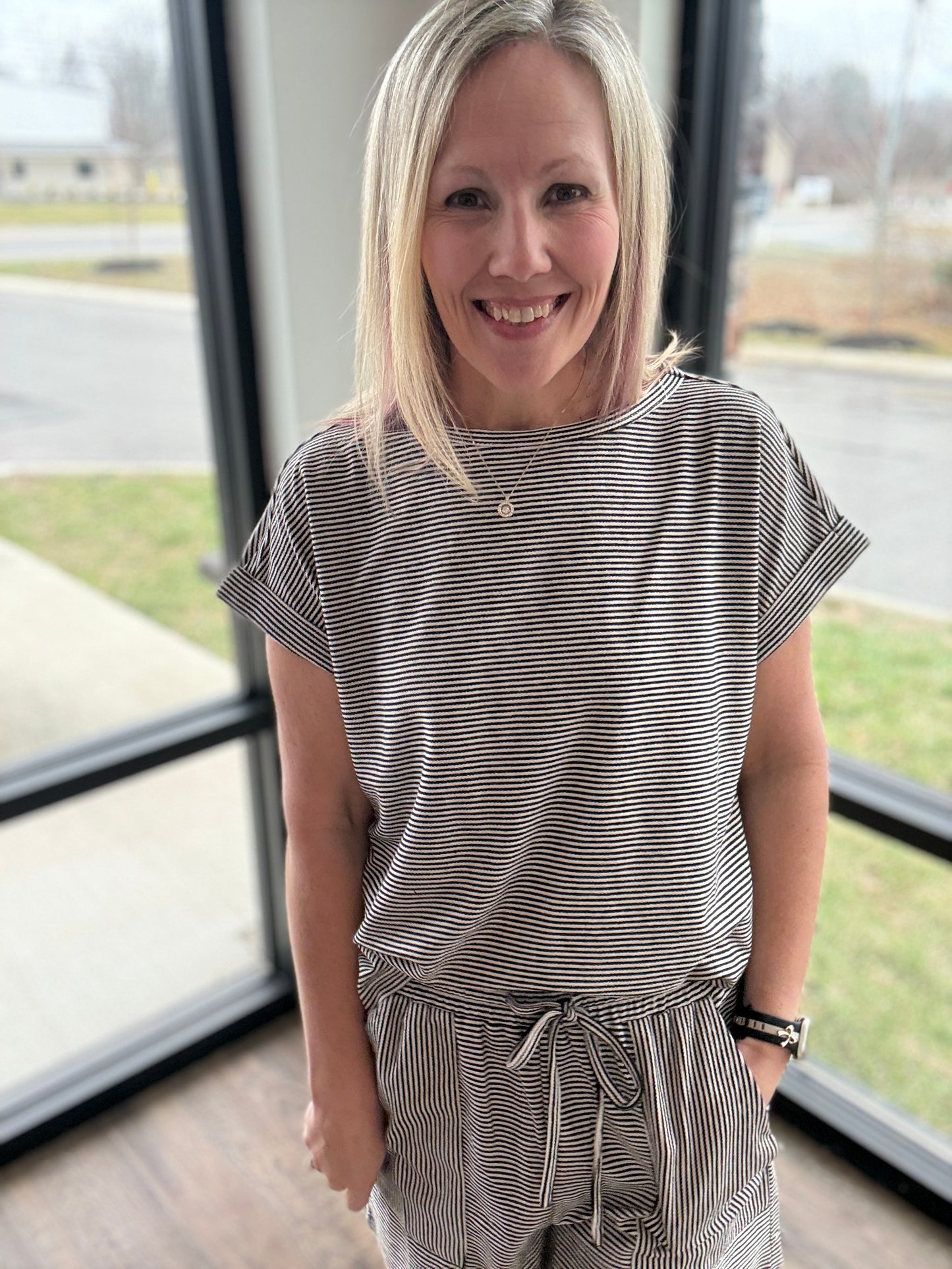 Laid Back Stripe Set- Black