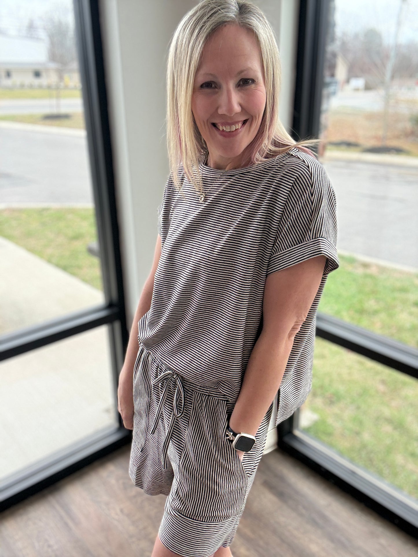 Laid Back Stripe Set- Black