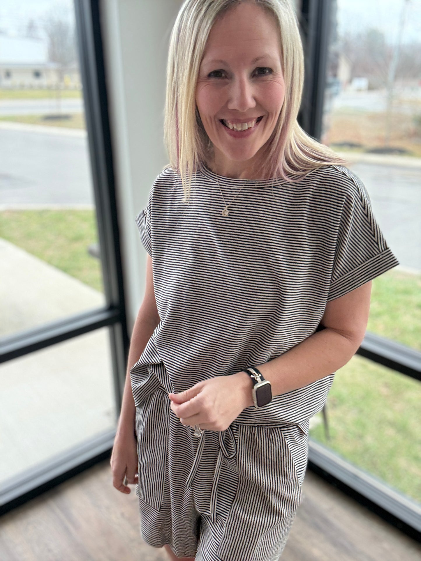 Laid Back Stripe Set- Black