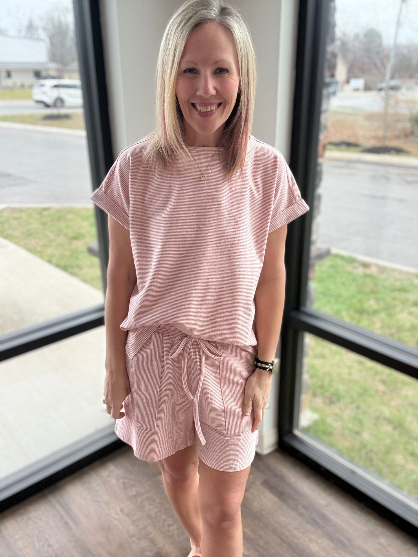 Laid Back Stripe Set- Pink