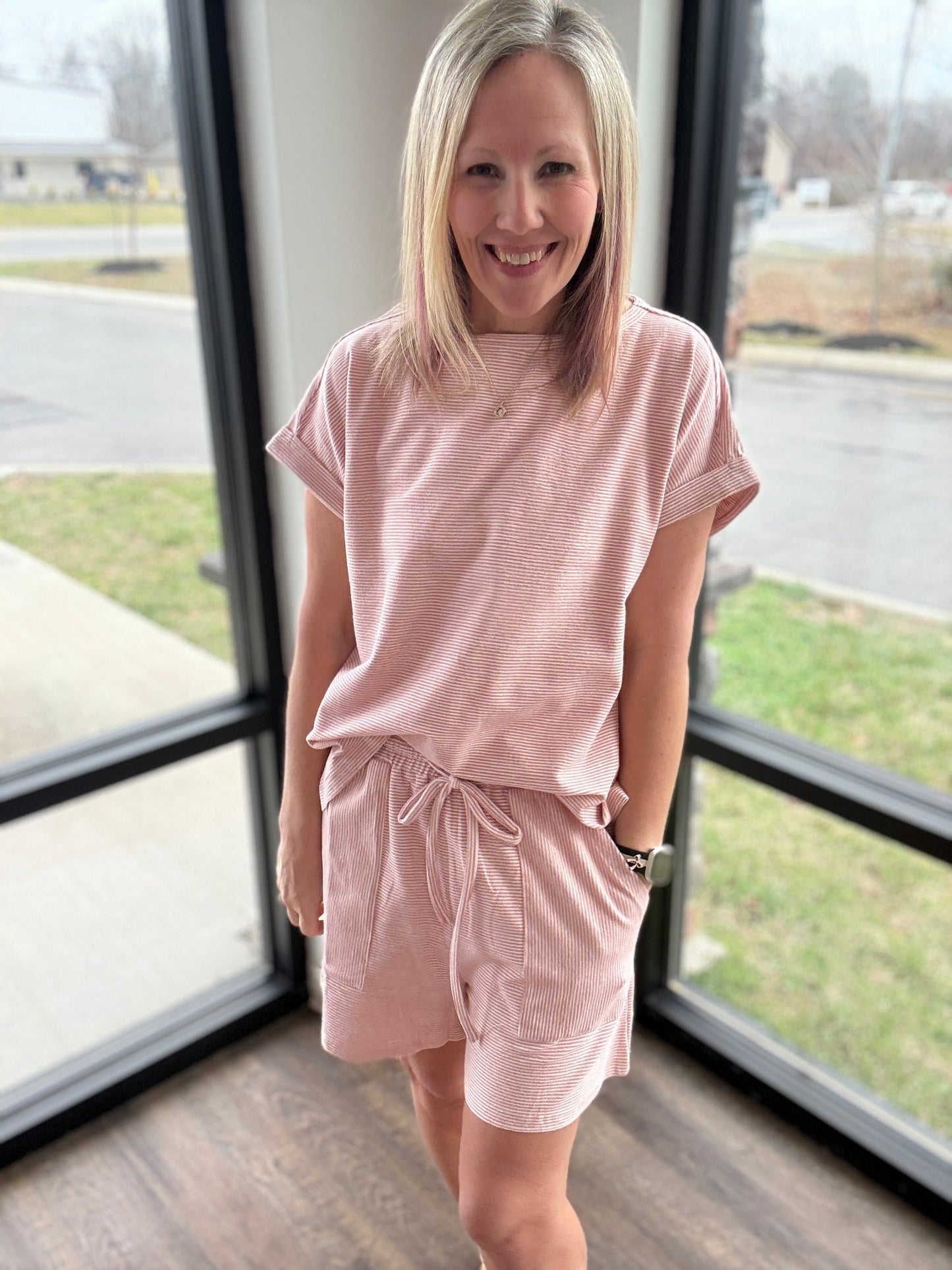 Laid Back Stripe Set- Pink