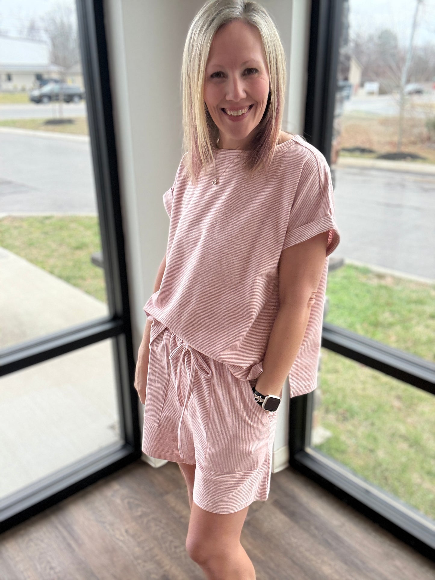 Laid Back Stripe Set- Pink