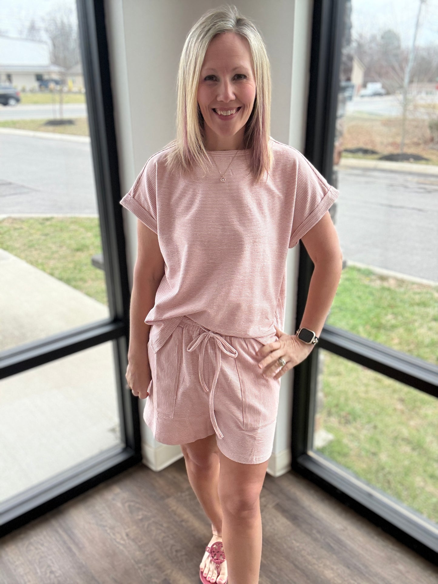 Laid Back Stripe Set- Pink