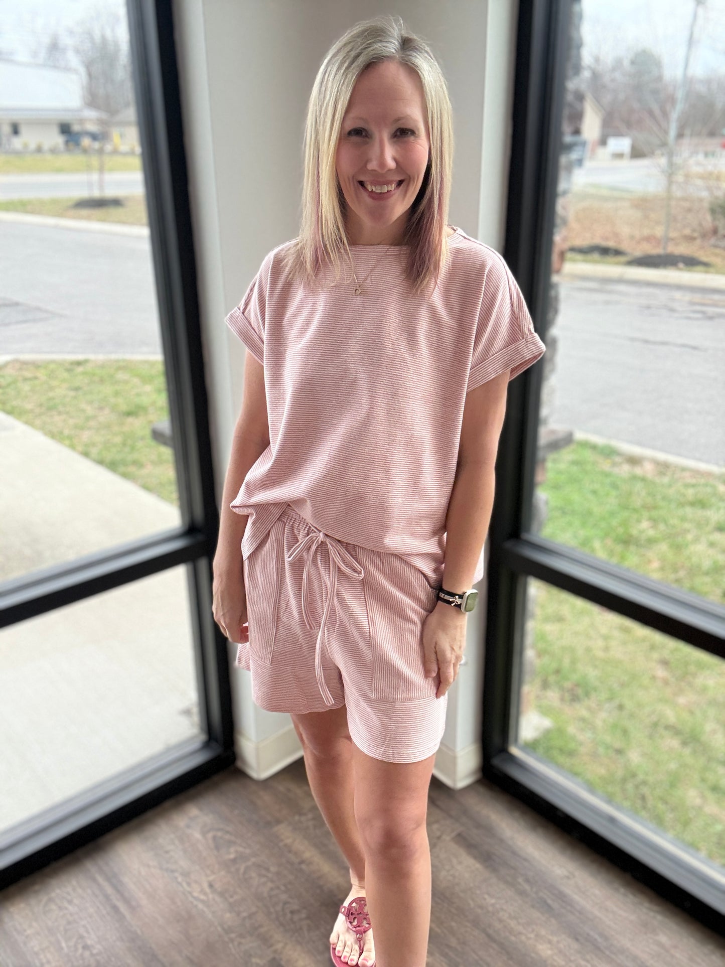 Laid Back Stripe Set- Pink