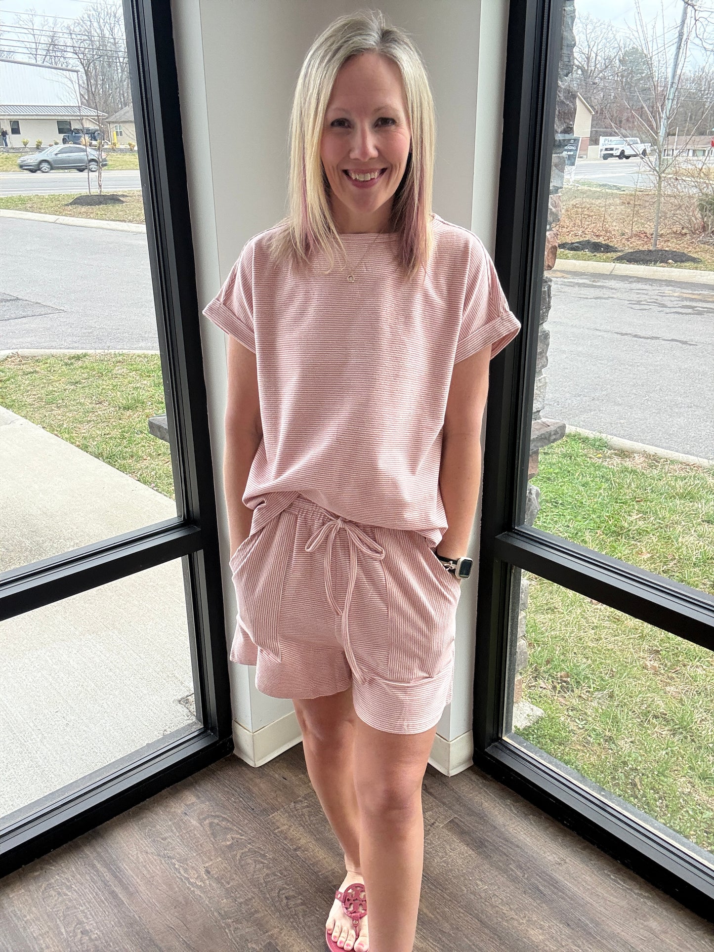 Laid Back Stripe Set- Pink