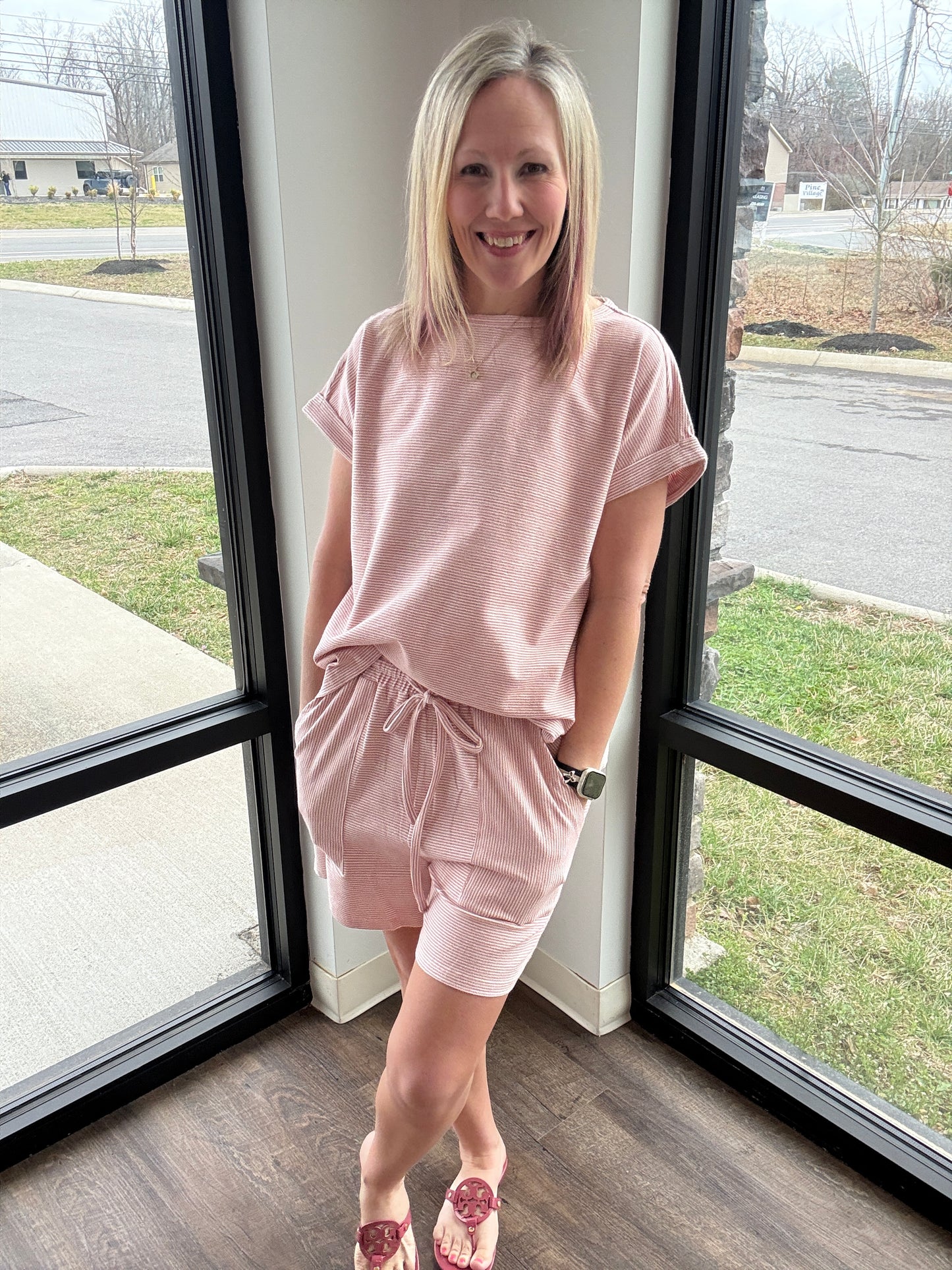 Laid Back Stripe Set- Pink