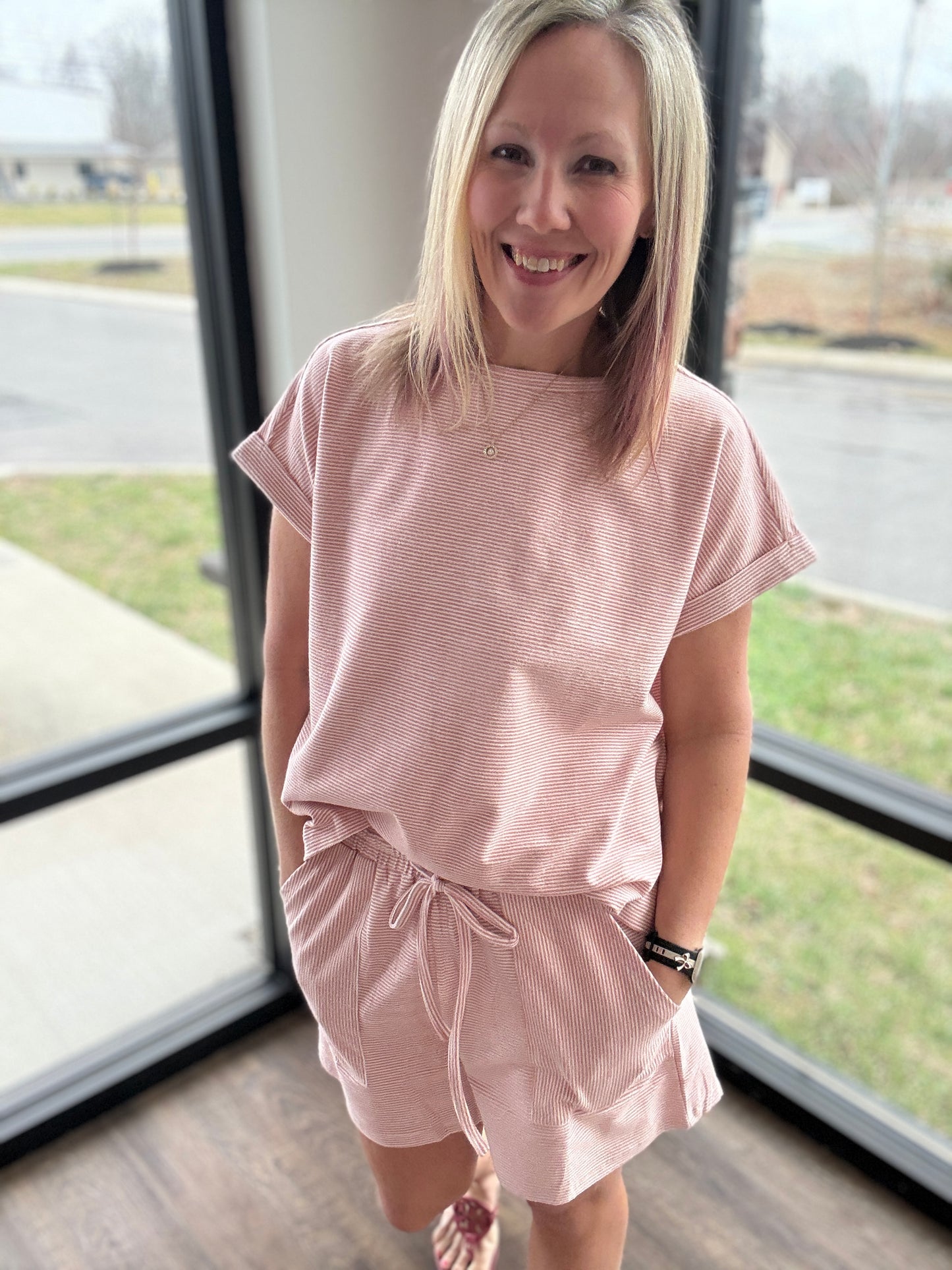 Laid Back Stripe Set- Pink