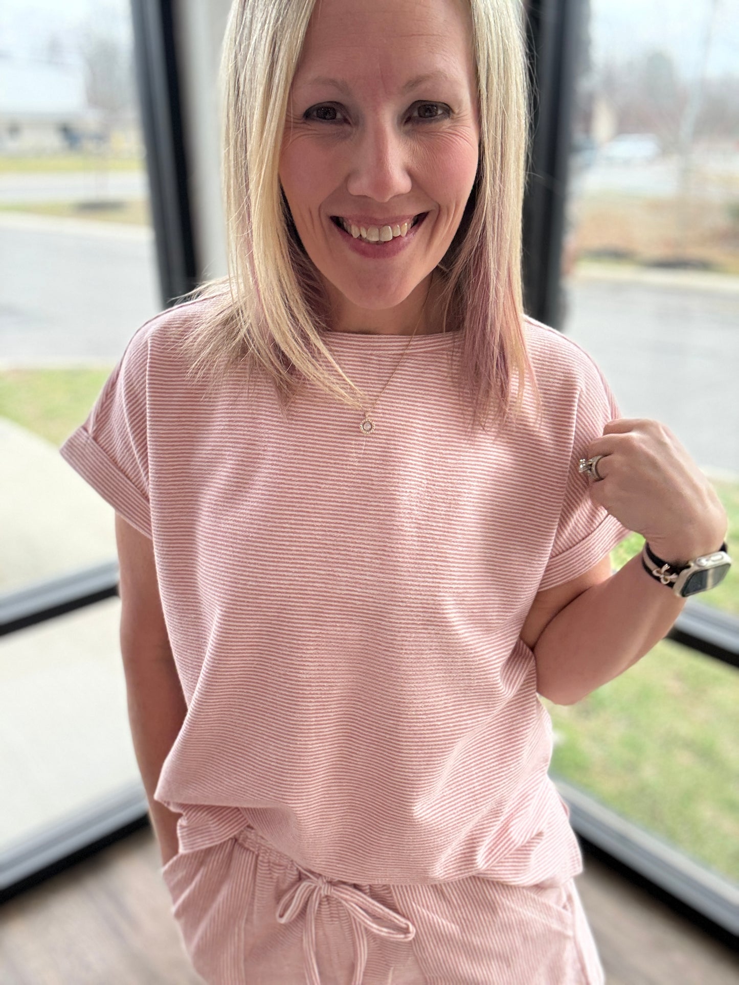 Laid Back Stripe Set- Pink