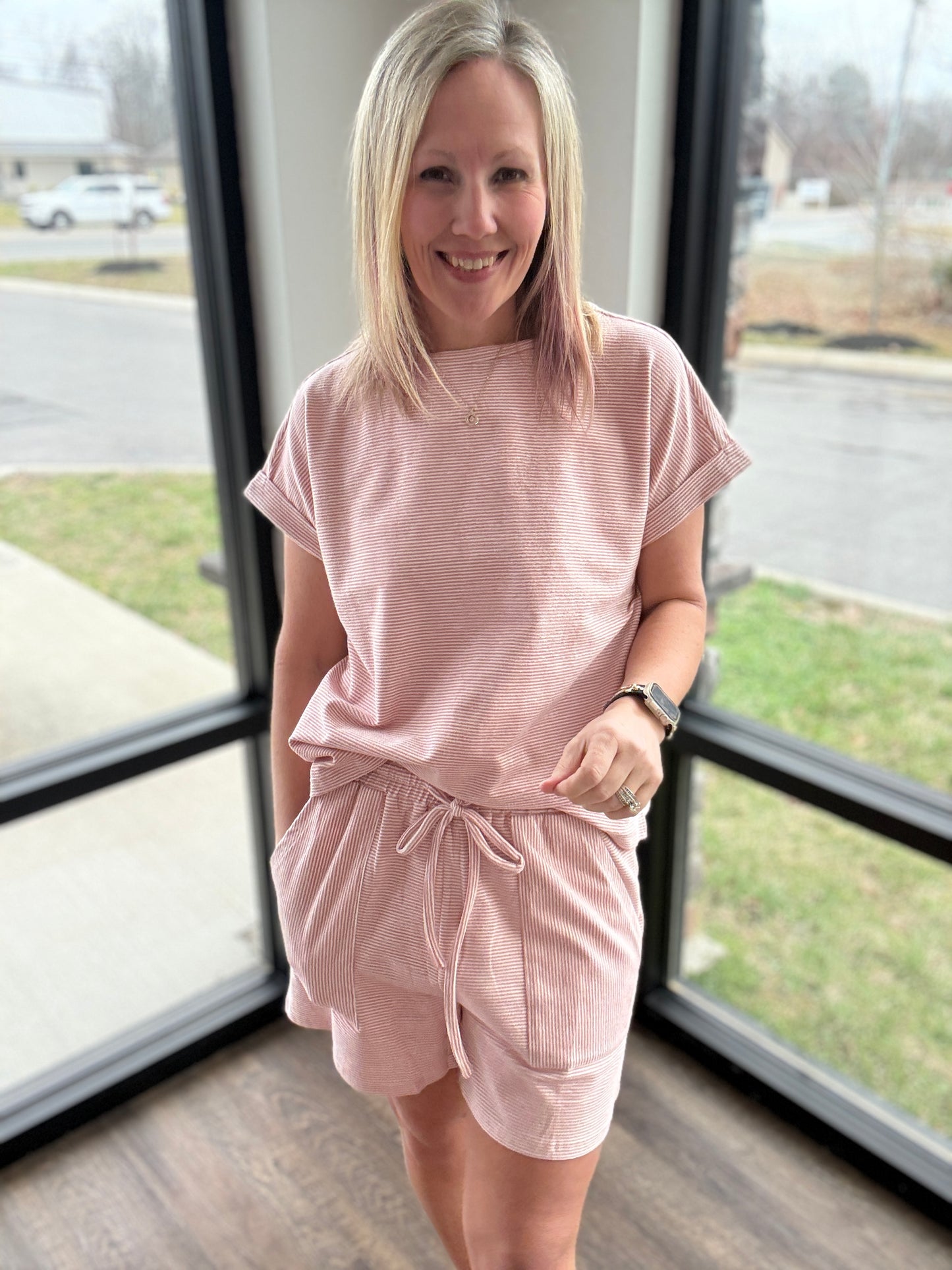 Laid Back Stripe Set- Pink