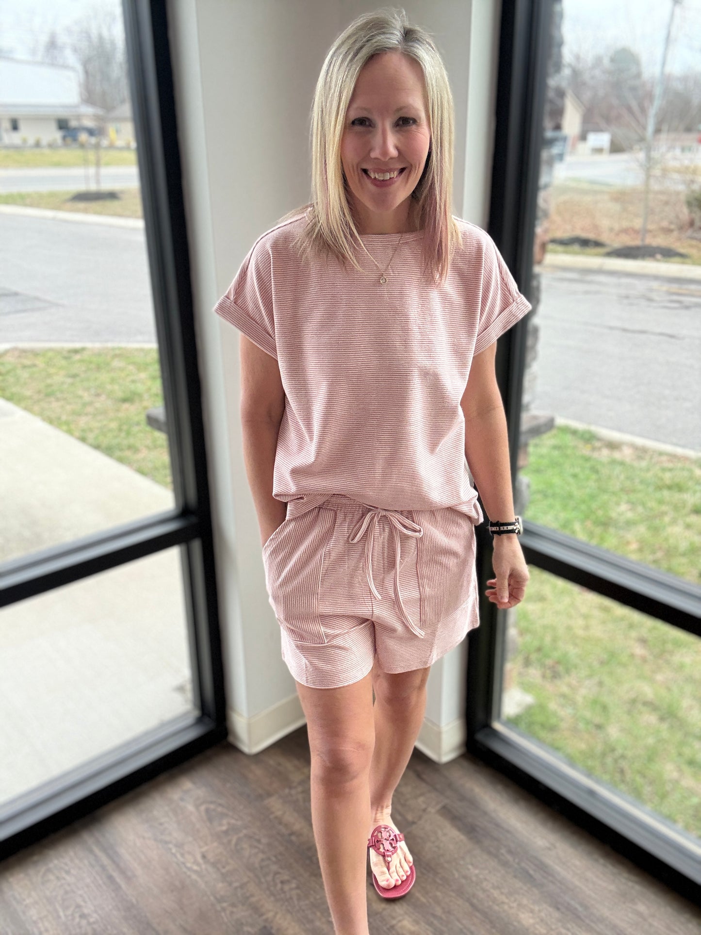 Laid Back Stripe Set- Pink