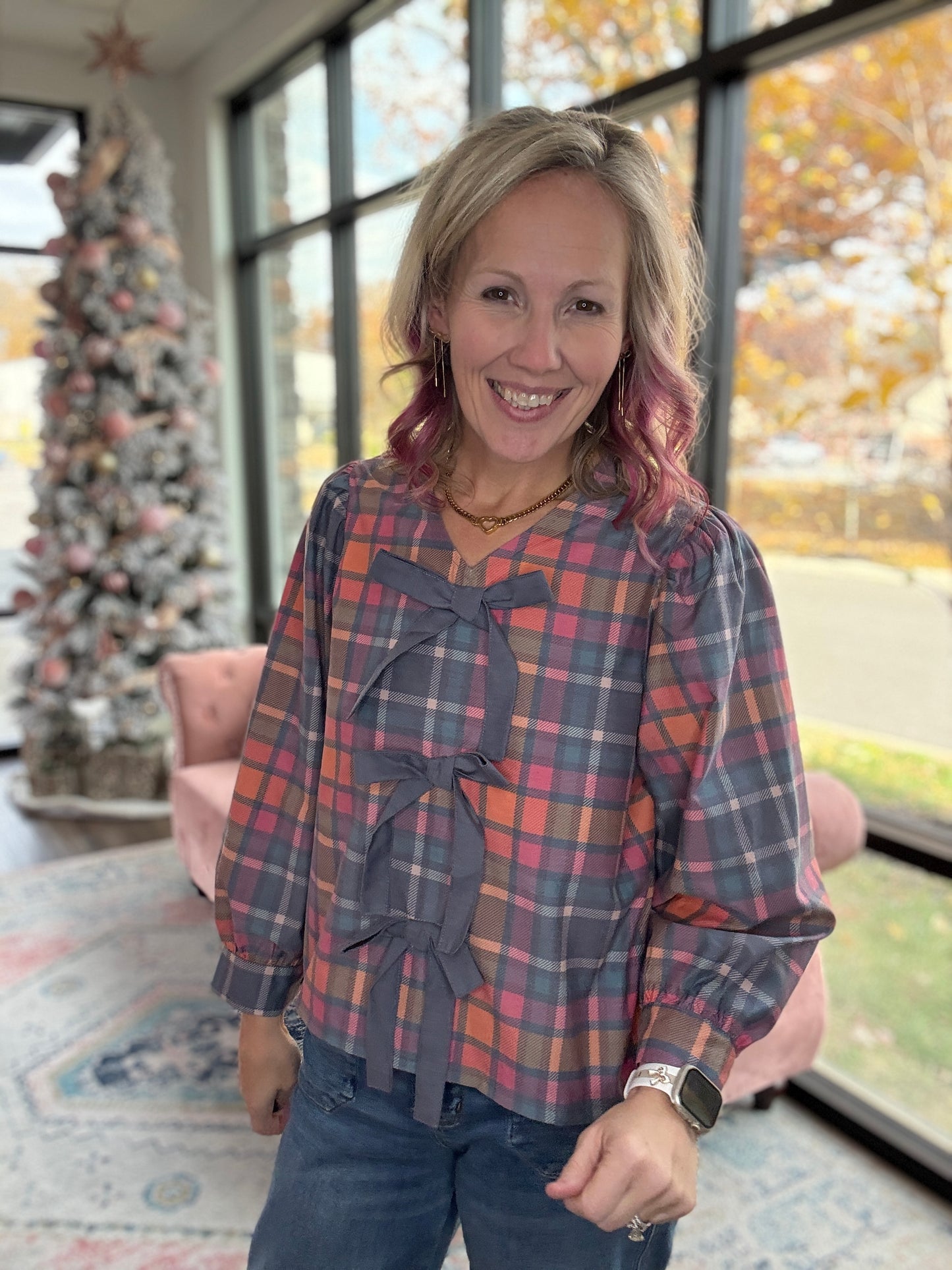 Plaid & Pretty Bow Top