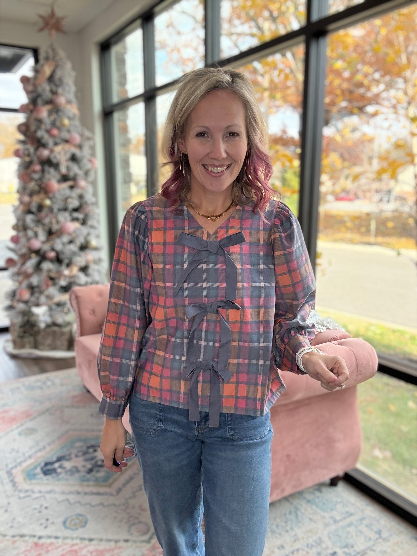 Plaid & Pretty Bow Top