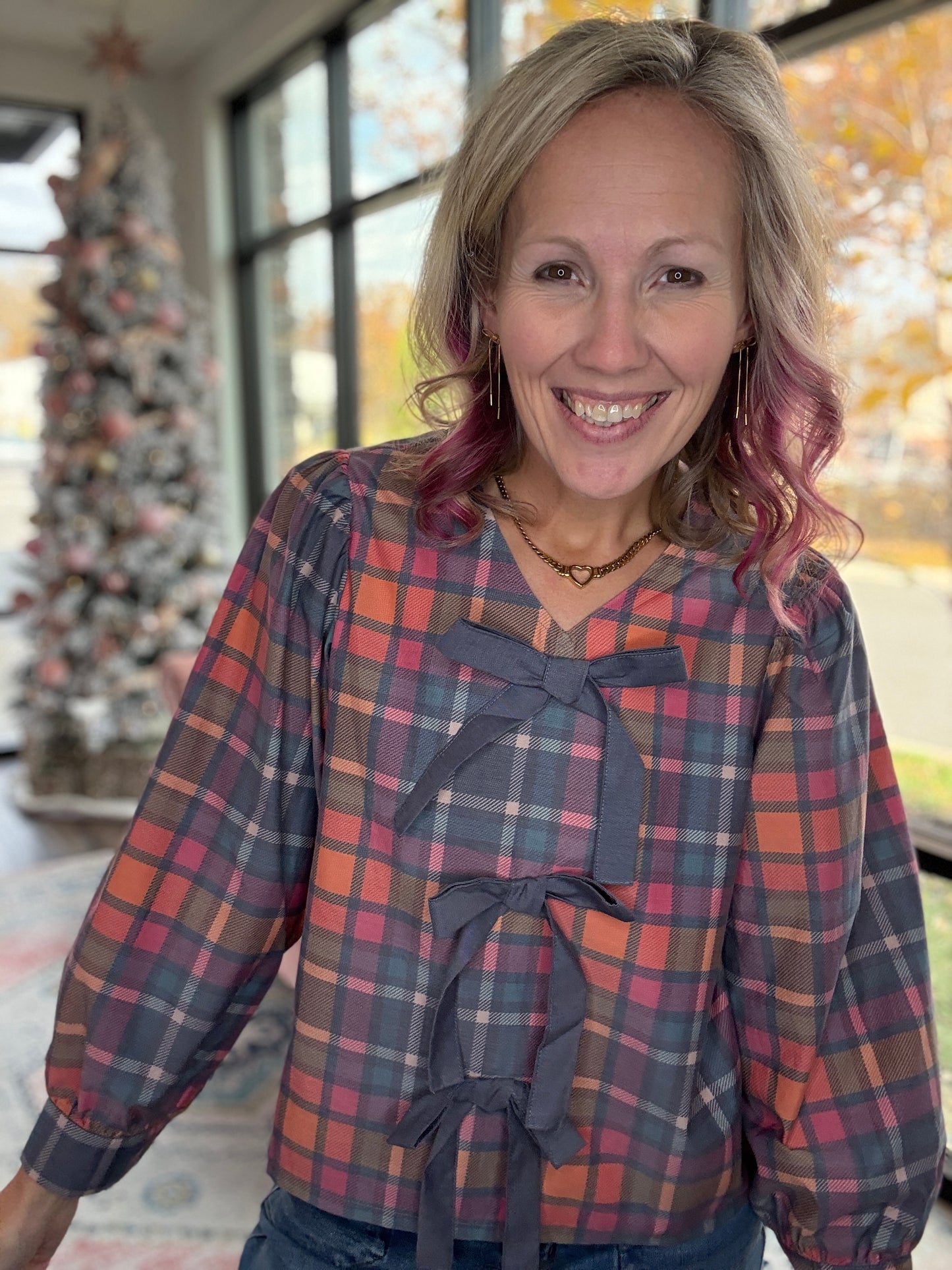 Plaid & Pretty Bow Top