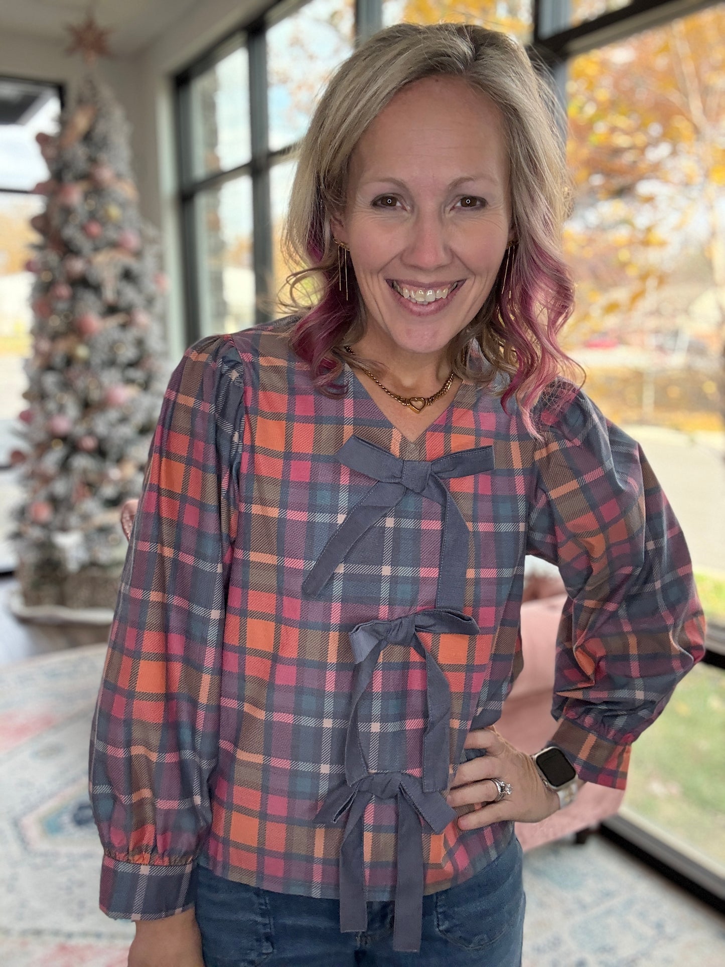 Plaid & Pretty Bow Top