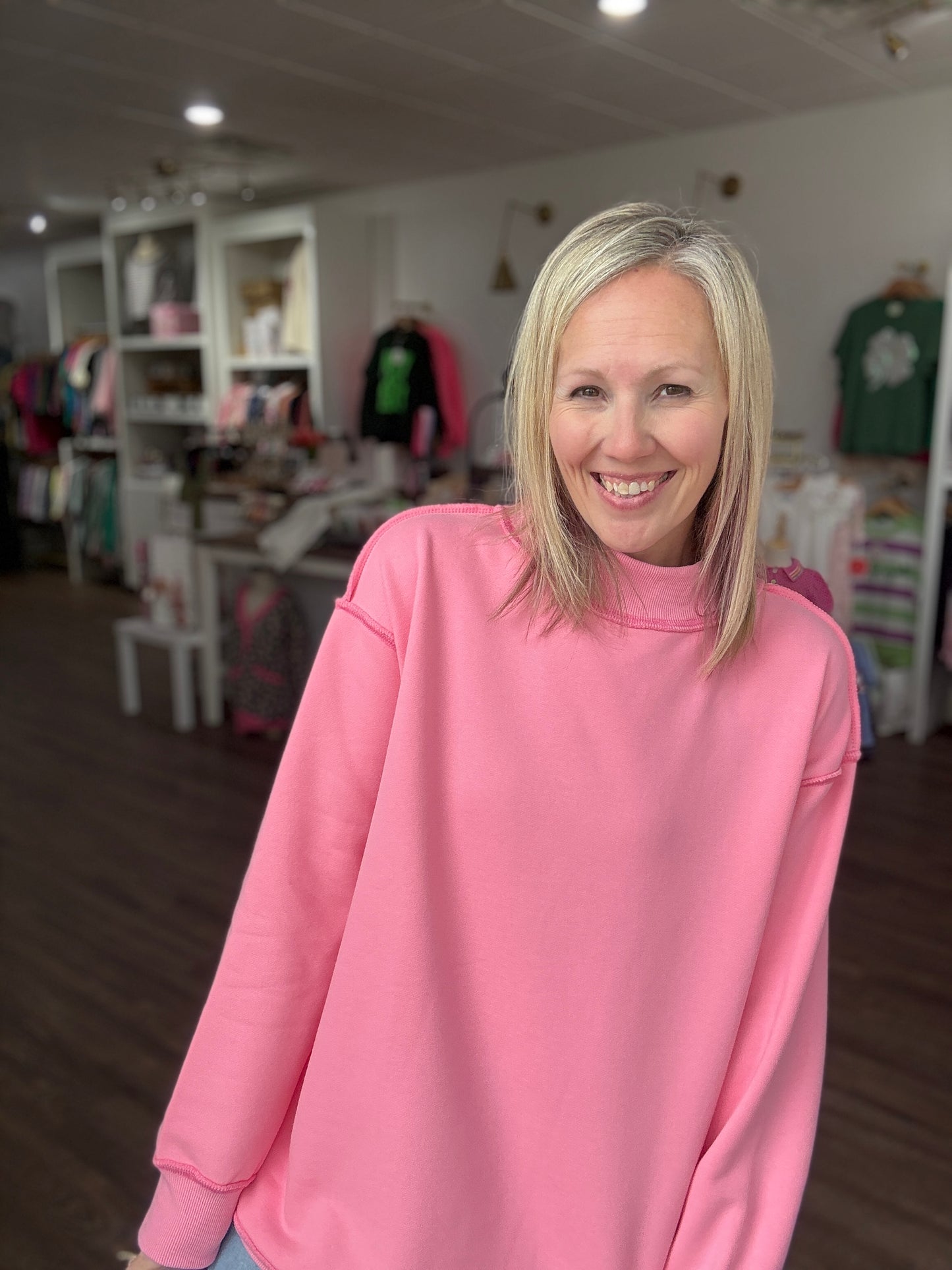 Spring Fling Mock Neck- Pink