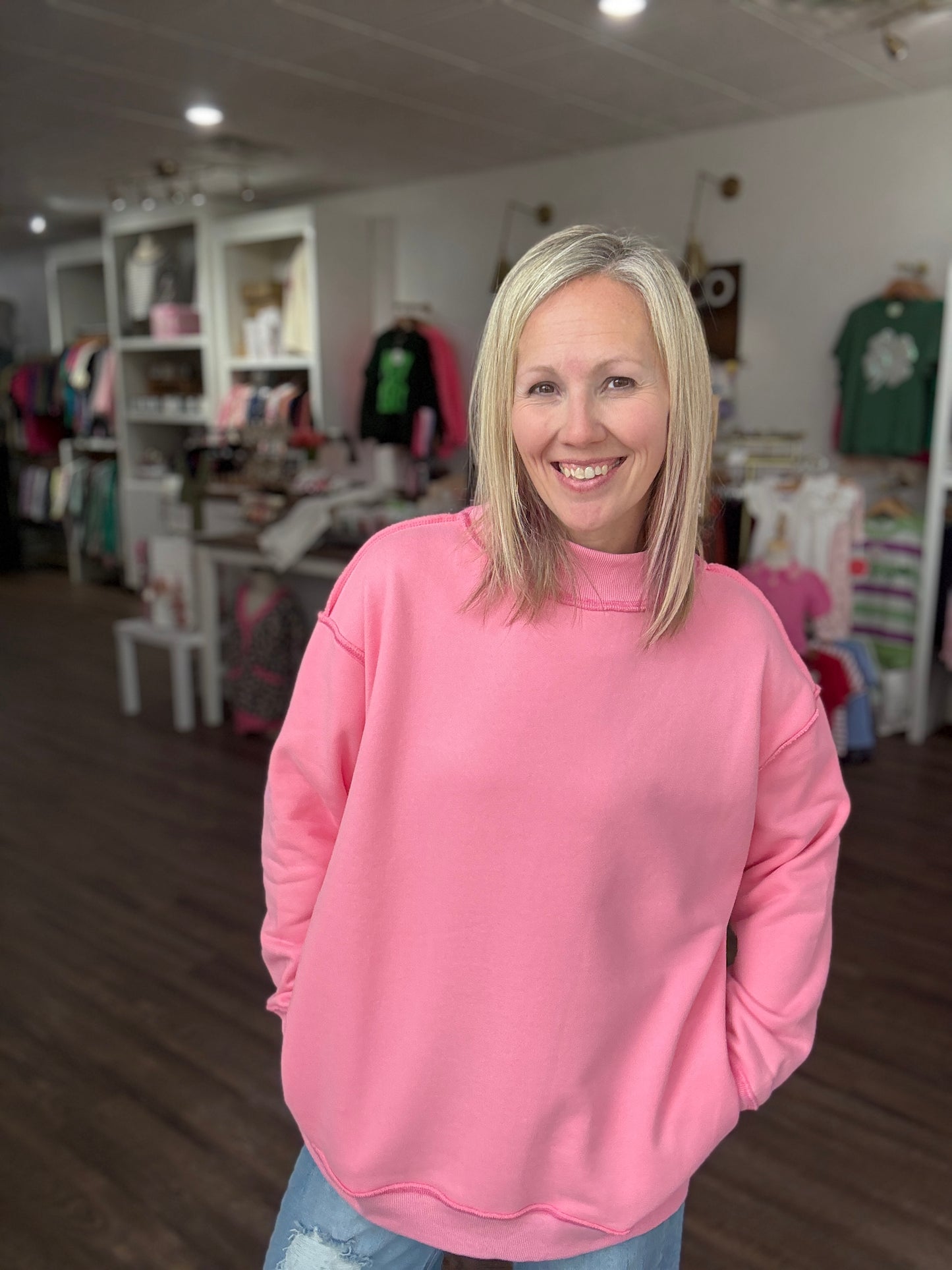Spring Fling Mock Neck- Pink
