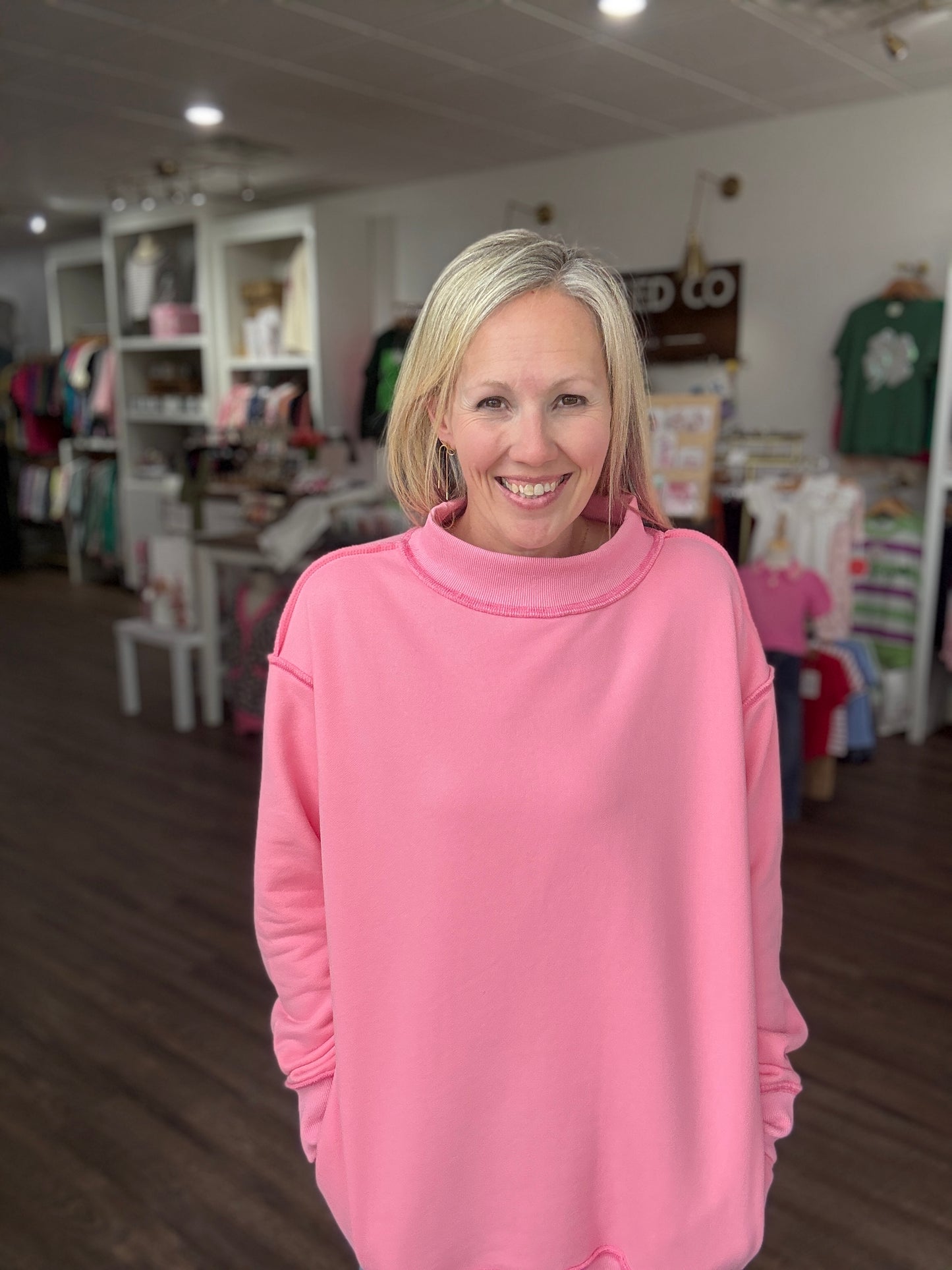 Spring Fling Mock Neck- Pink