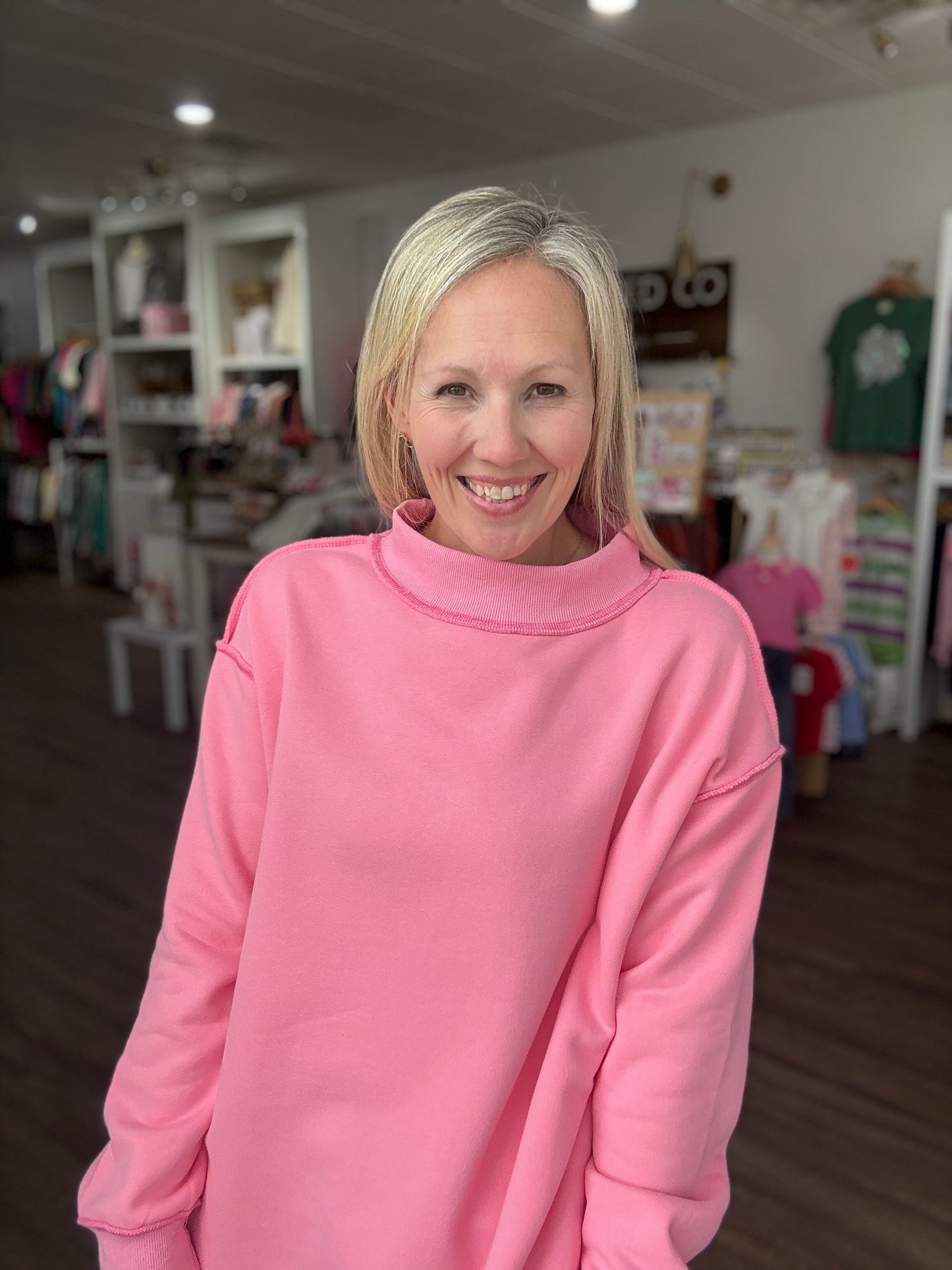Spring Fling Mock Neck- Pink