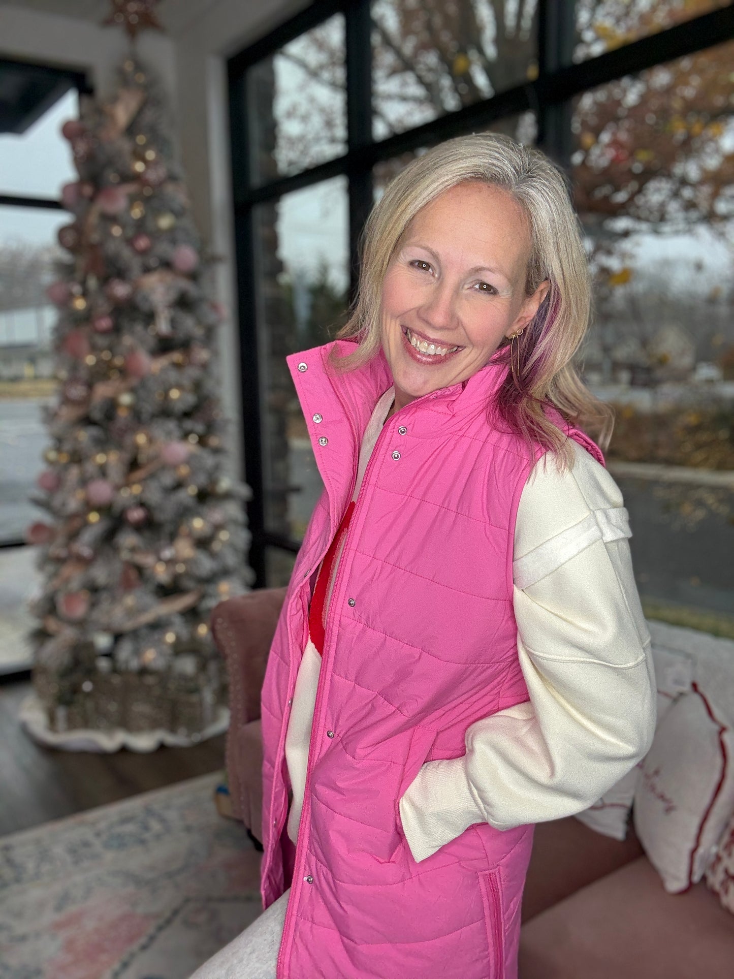 Summit Puffer Vest- Pink